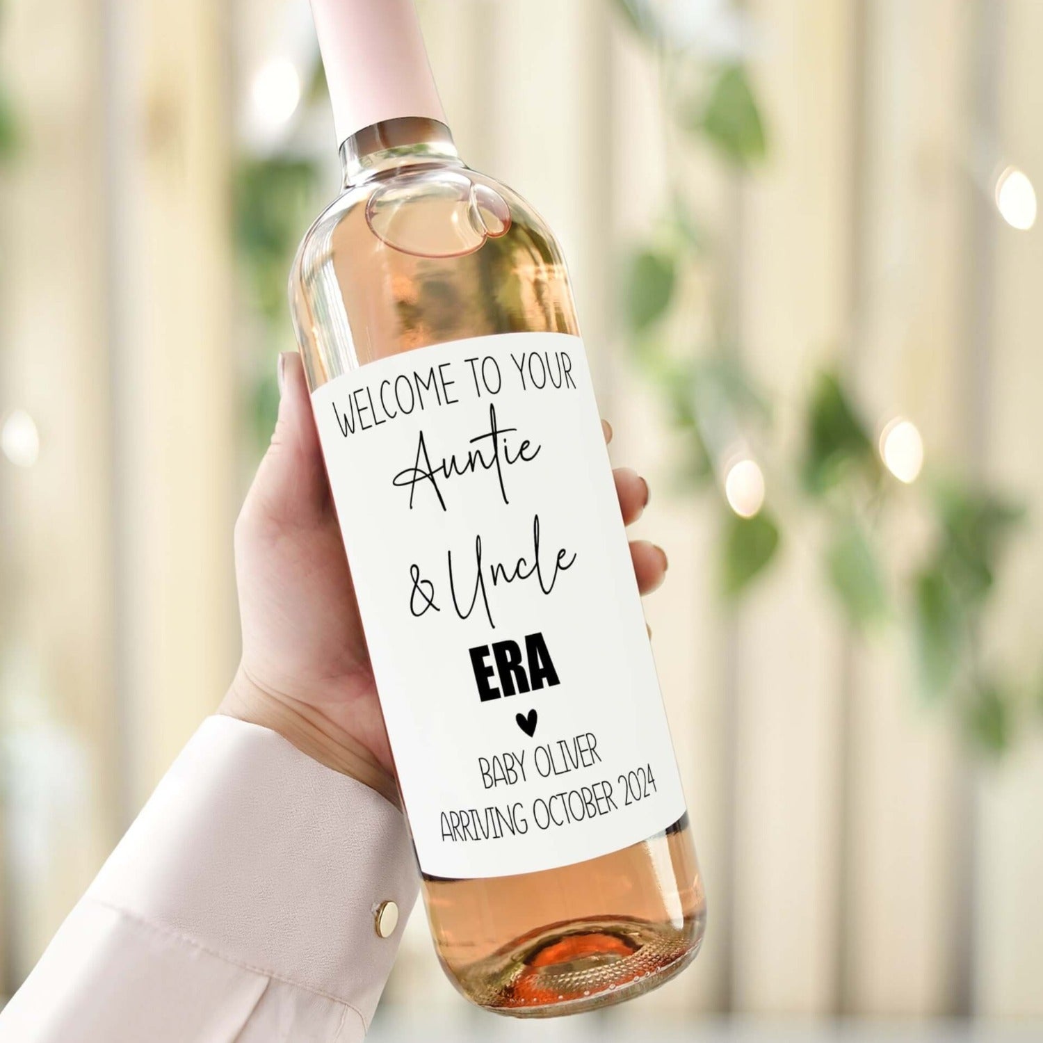 Welcome to your auntie & uncle era personalised wine label