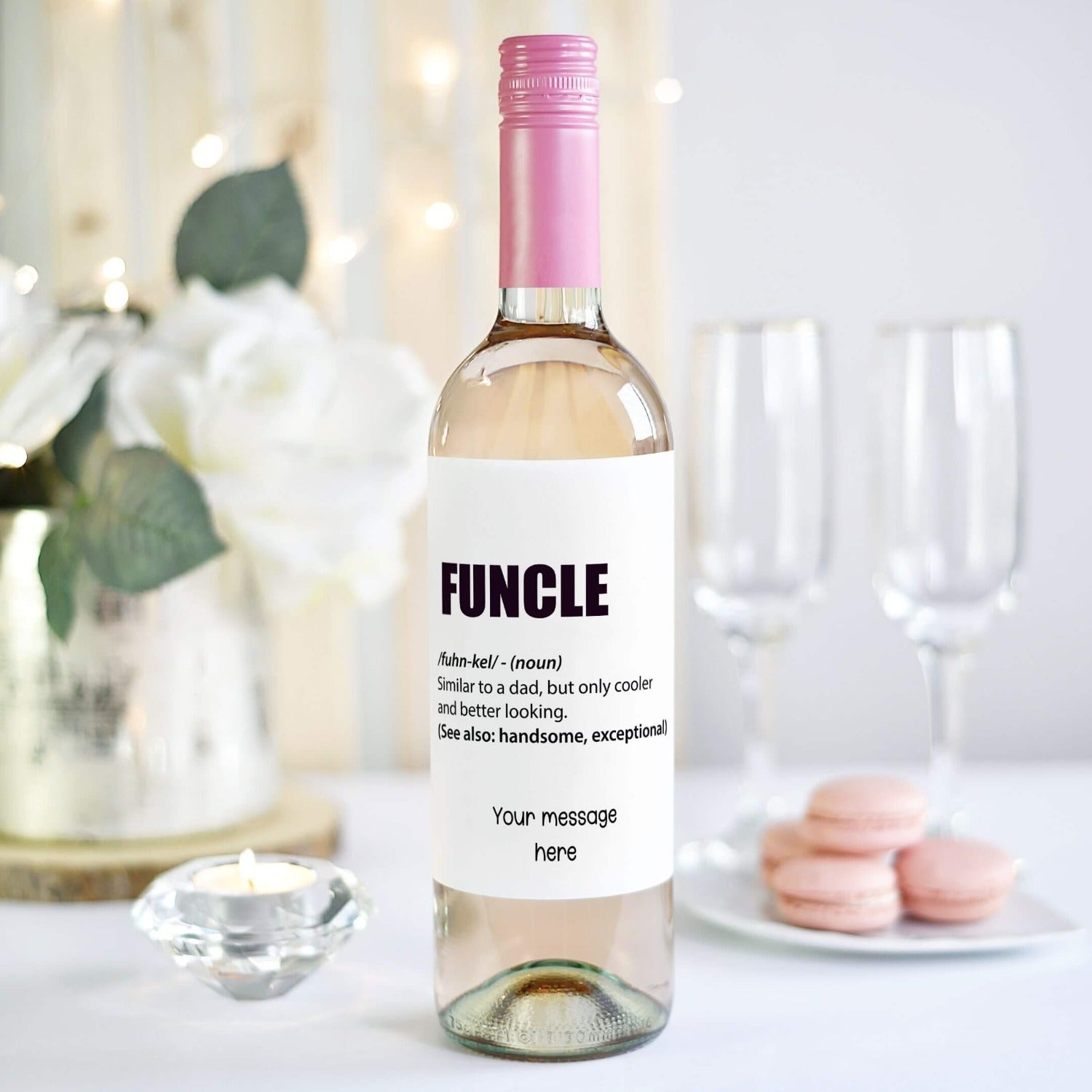 funny birthday gift for uncle wine label