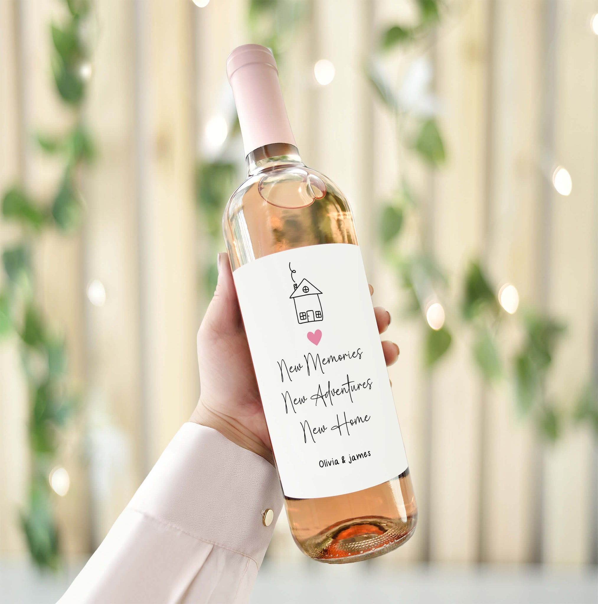 New Memories, New adventures, new home personalised wine label