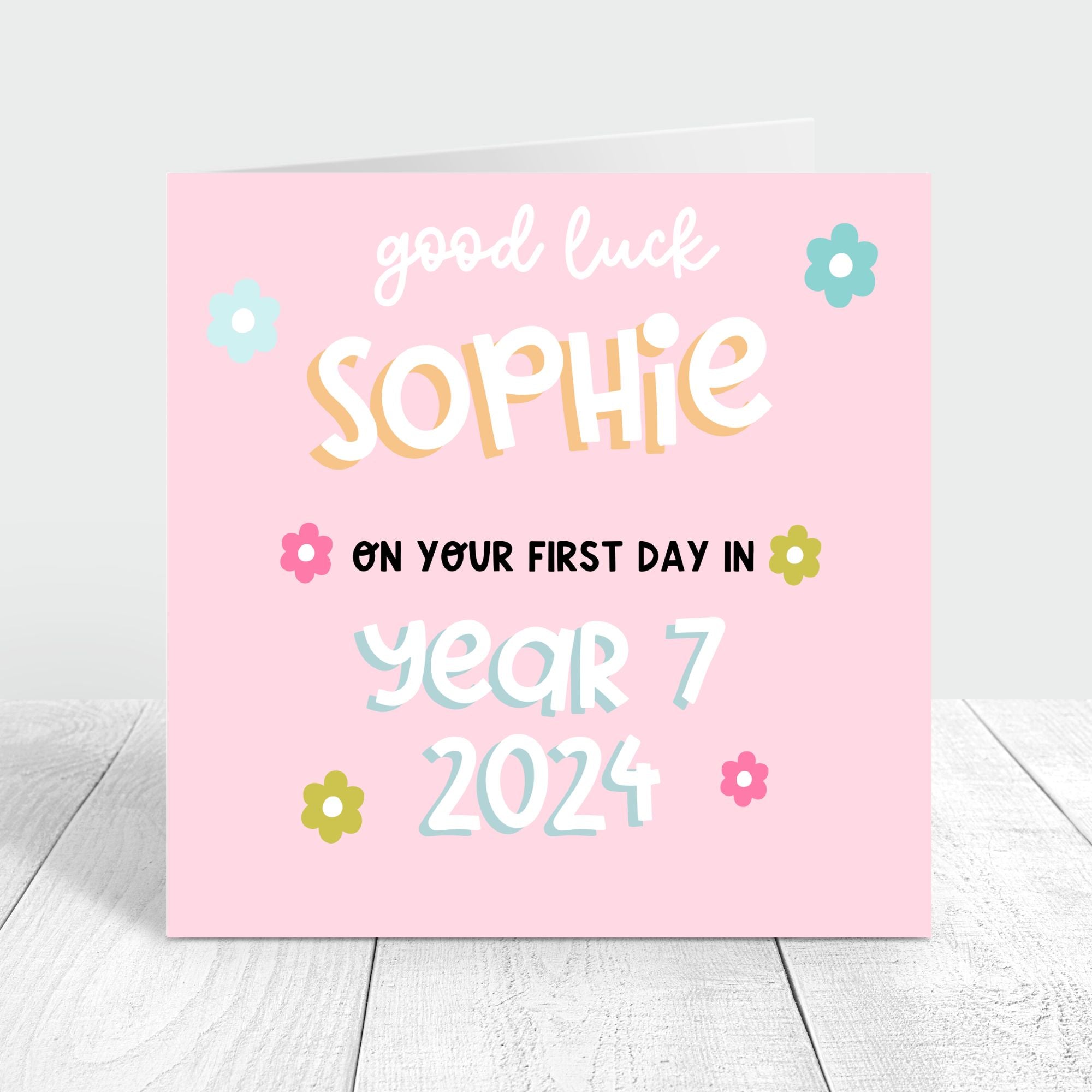 good luck on your first day at school pink card