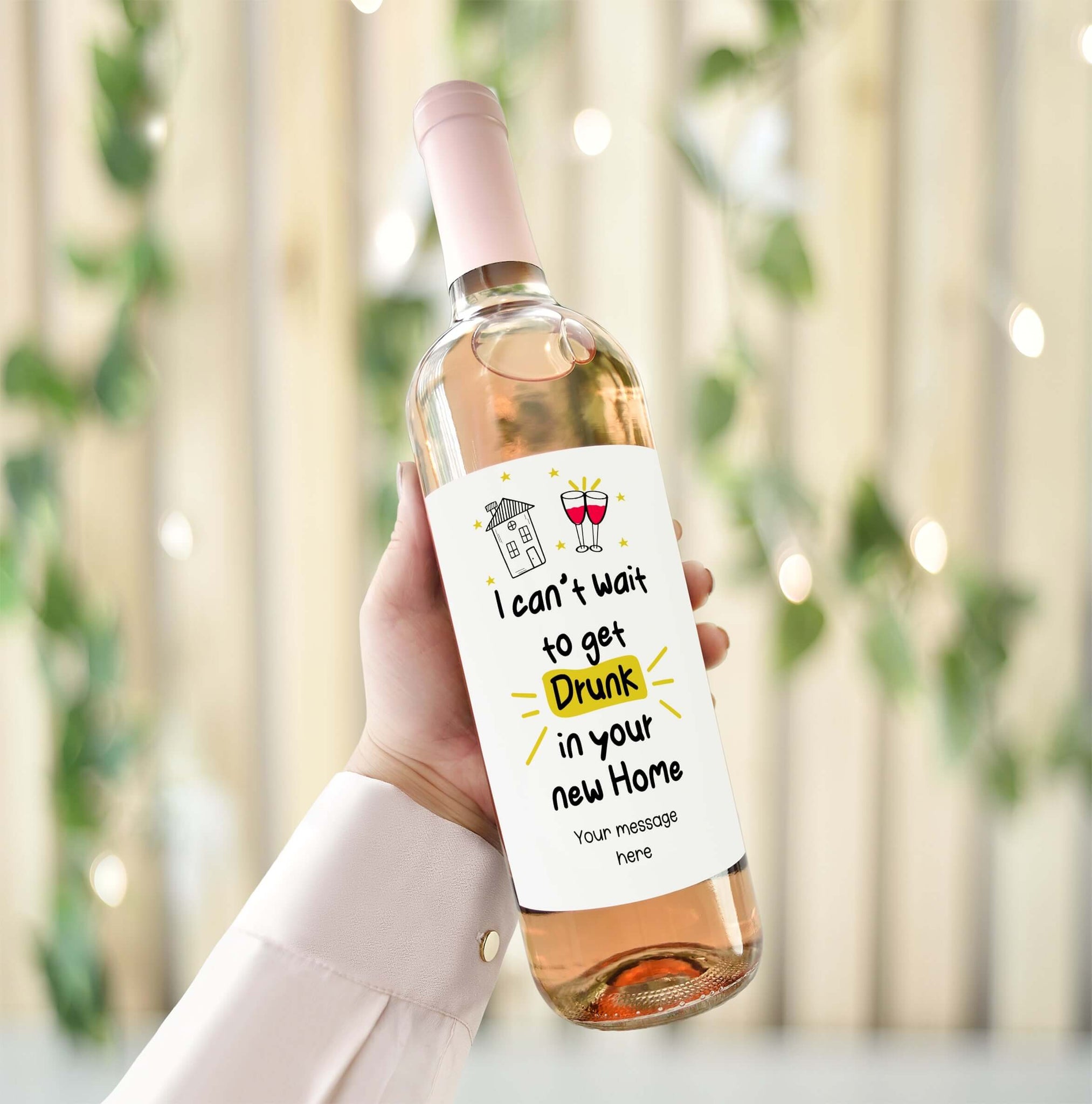 personalised wine bottle label, funny congratulations new home gift