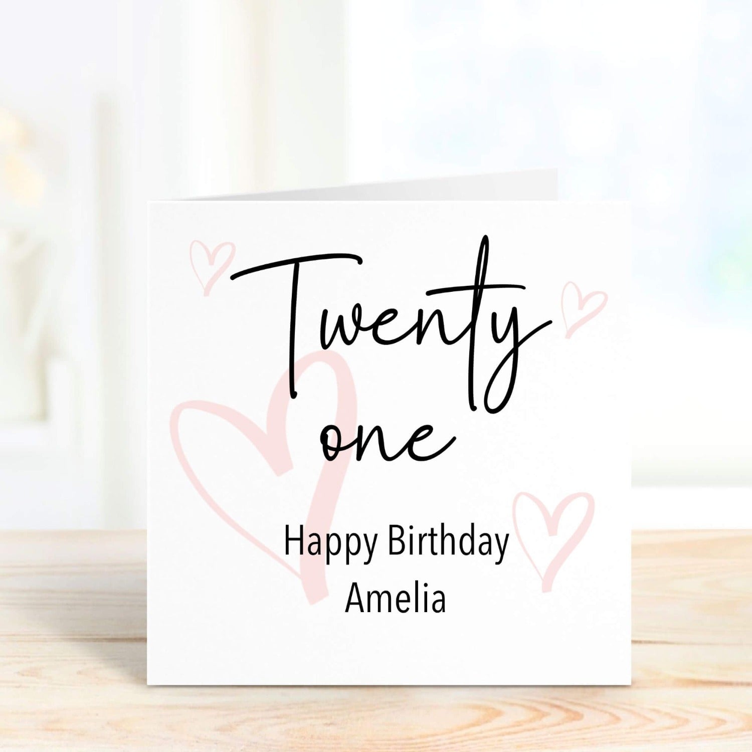 21st birthday card with hearts