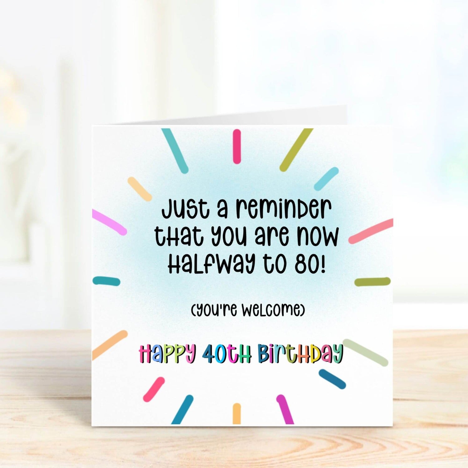 personalised 40th birthday card - halfway to 80