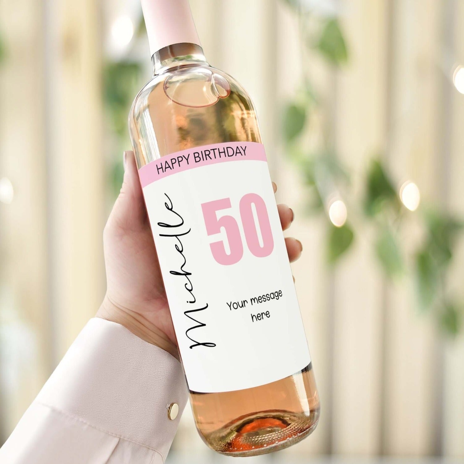 happy 50th birthday personalised wine bottle label