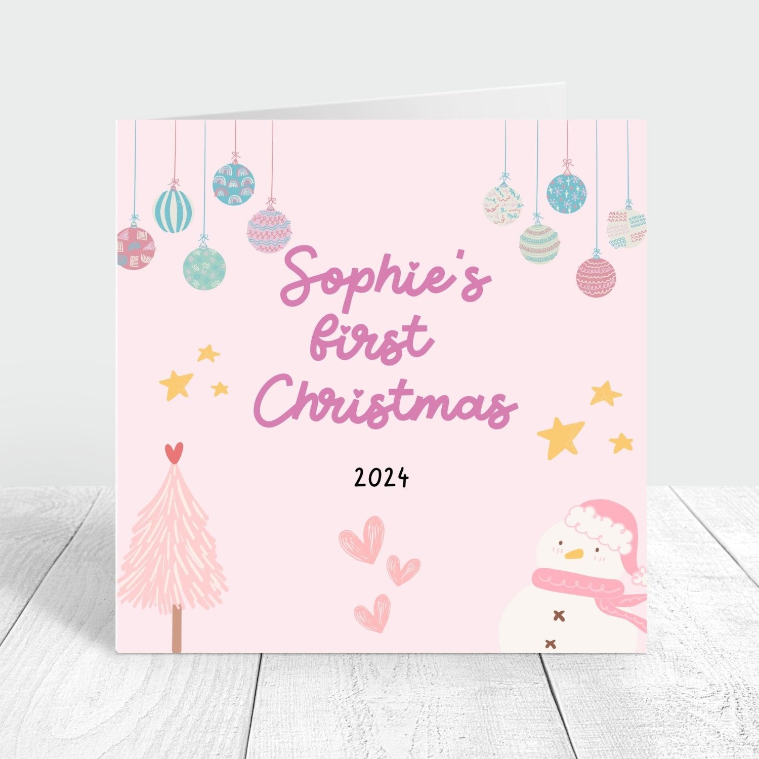 personalised card for baby's first christmas