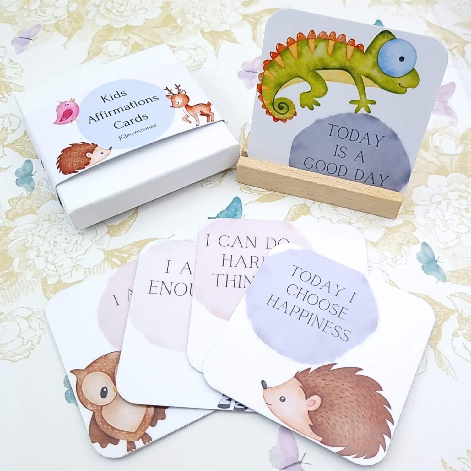 kids affirmation cards with animals