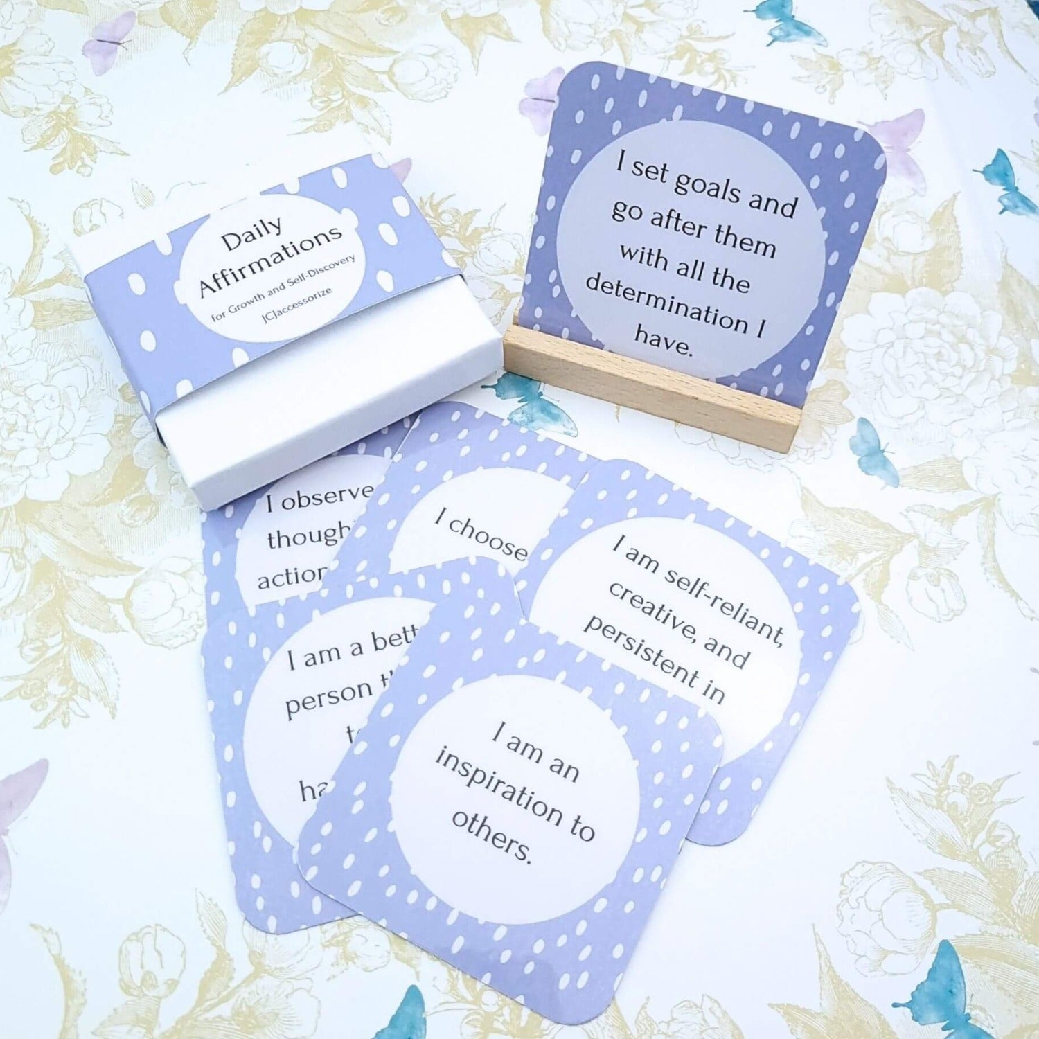 gift box with 20 affirmation cards for daily self esteem