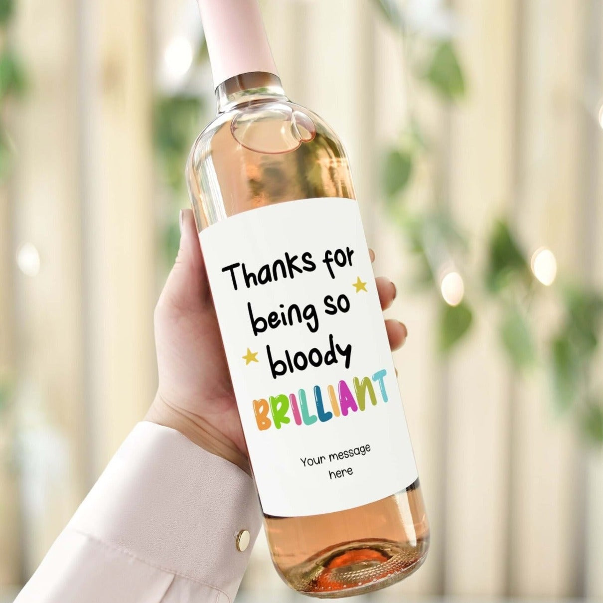 thank you gift funny wine label