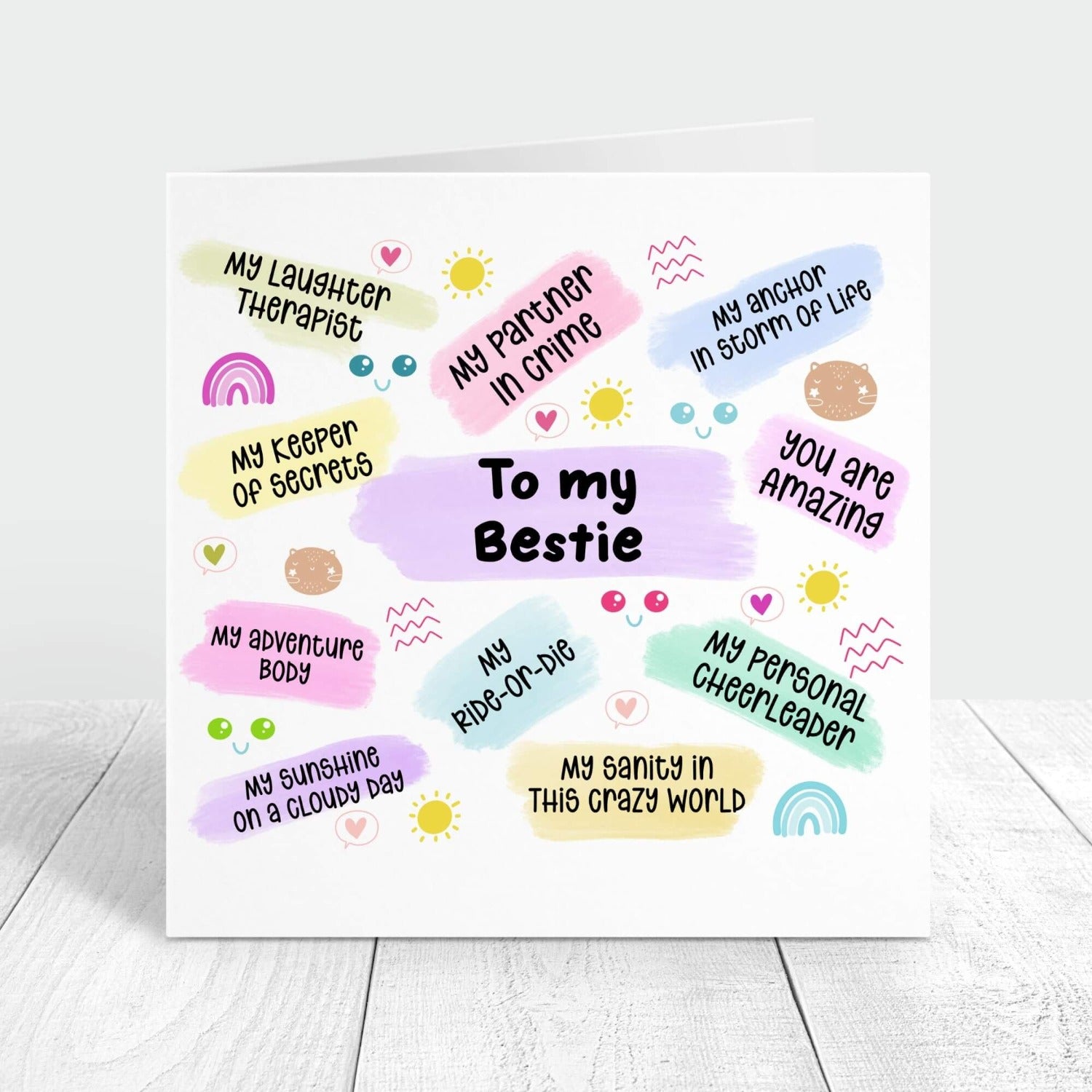 personalised birthday card for bestie with affirmations