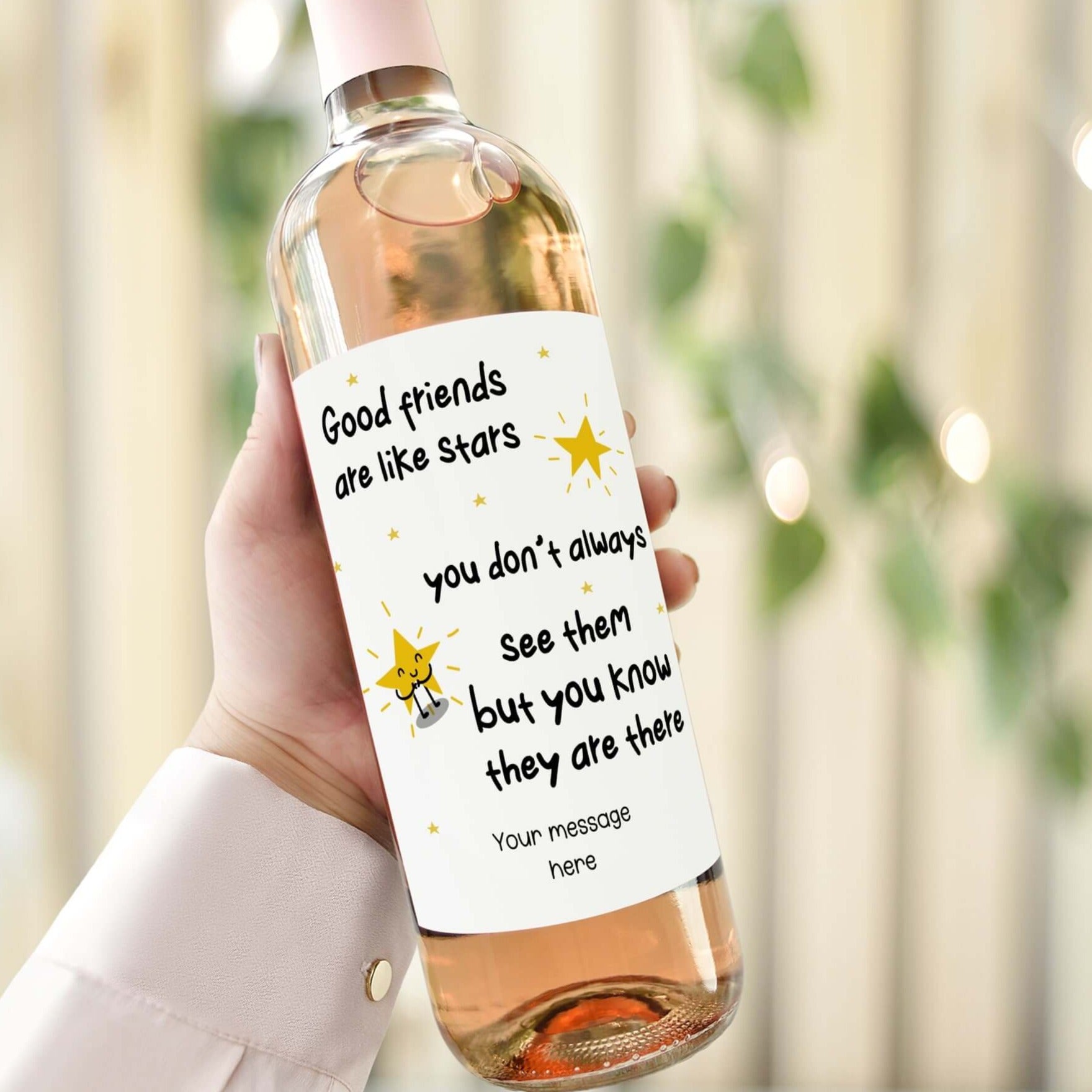 friends are like stars personalised wine bottle label