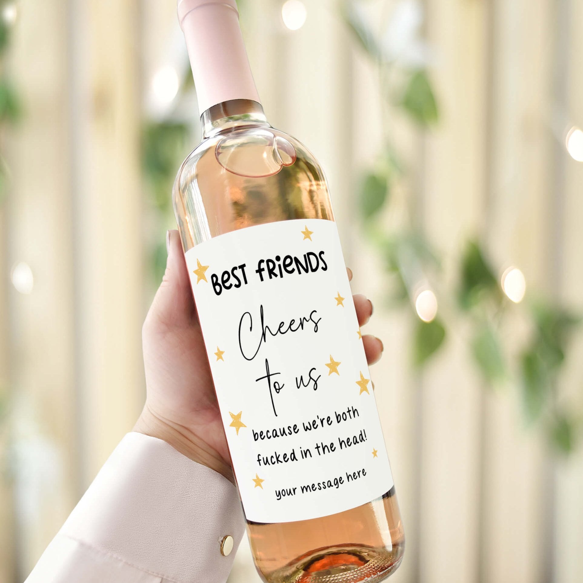 personalised wine bottle labels for best friends cheers to us