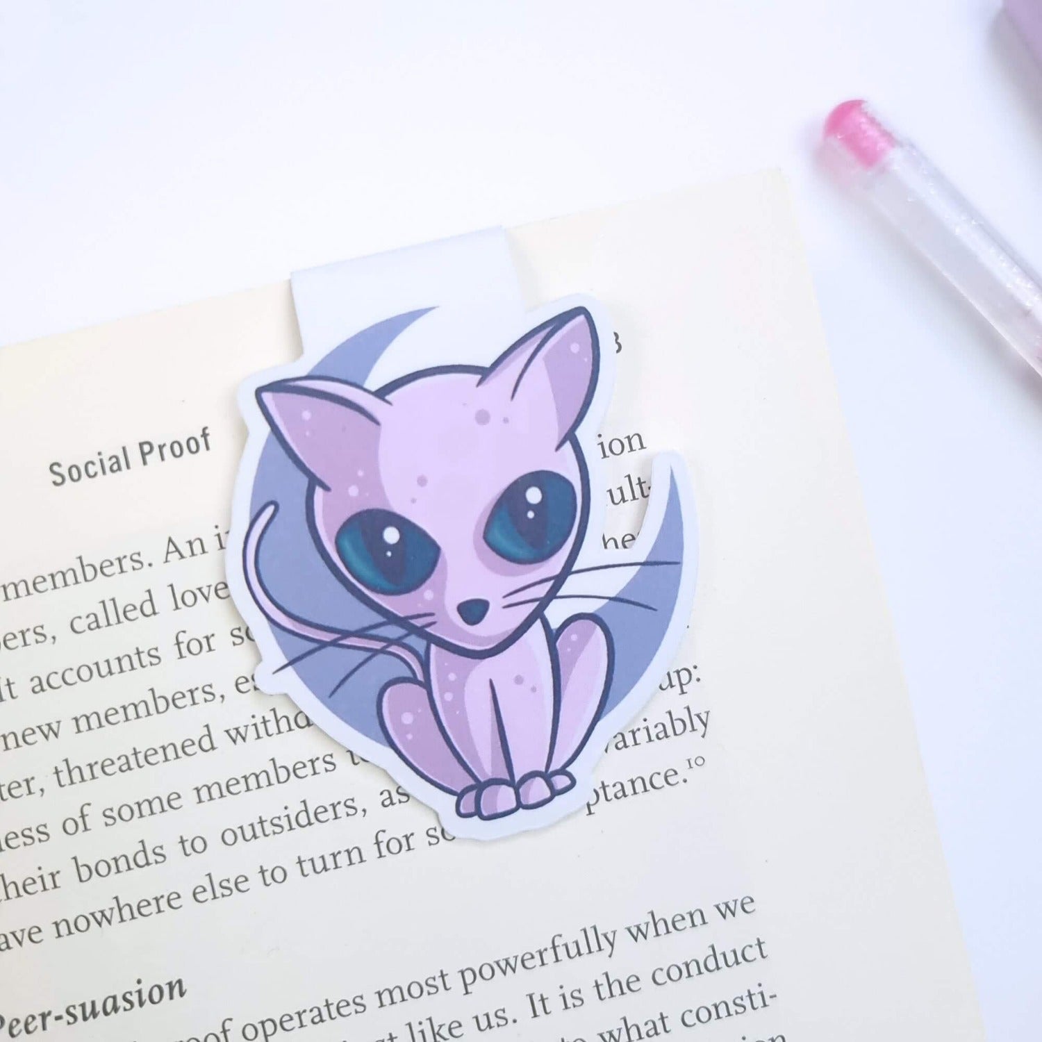 creepy purple cat magnetic bookmark halloween