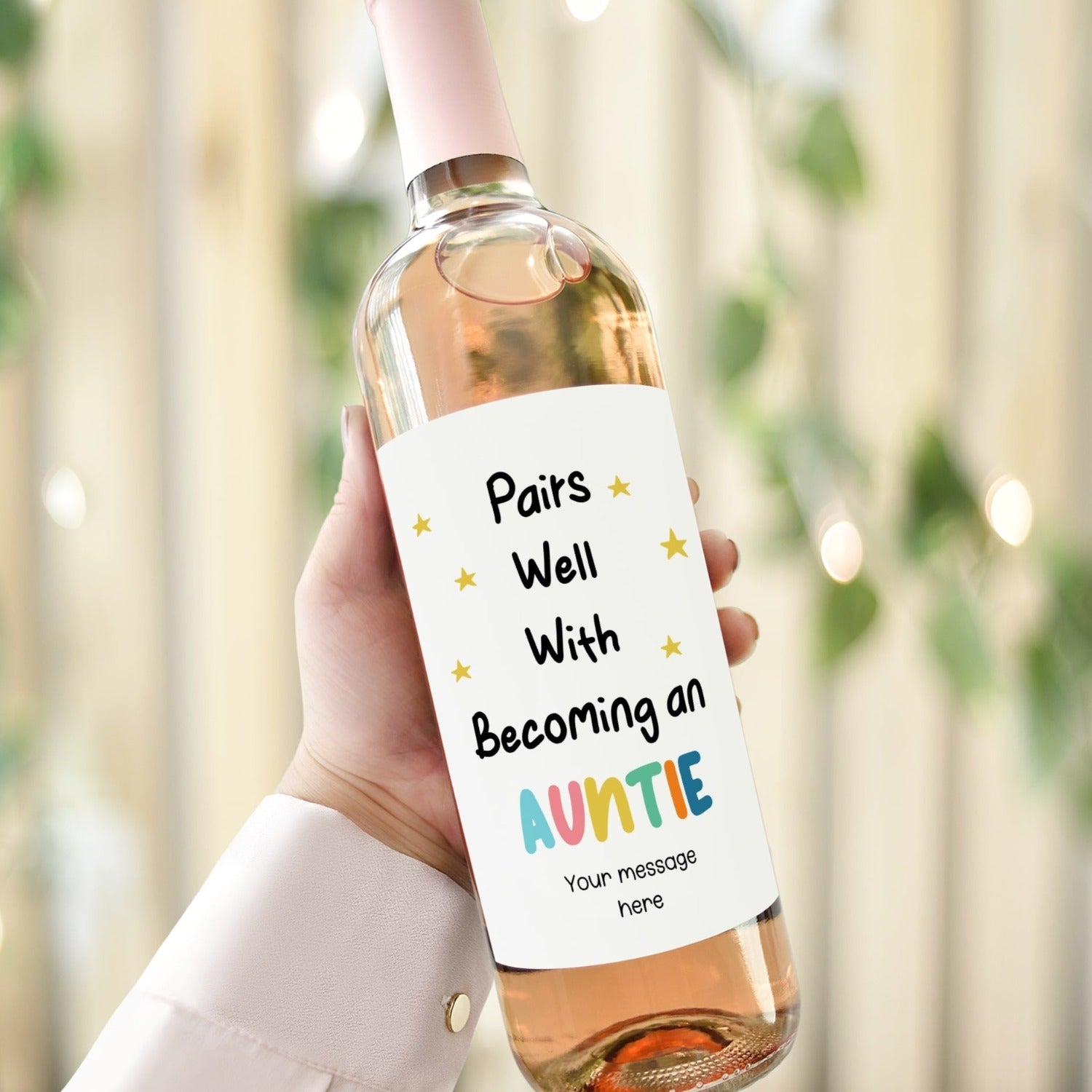 custom wine bottle label for new auntie