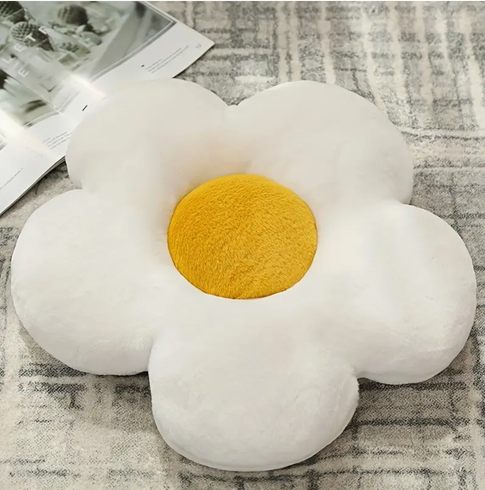 white daisy flower pillow