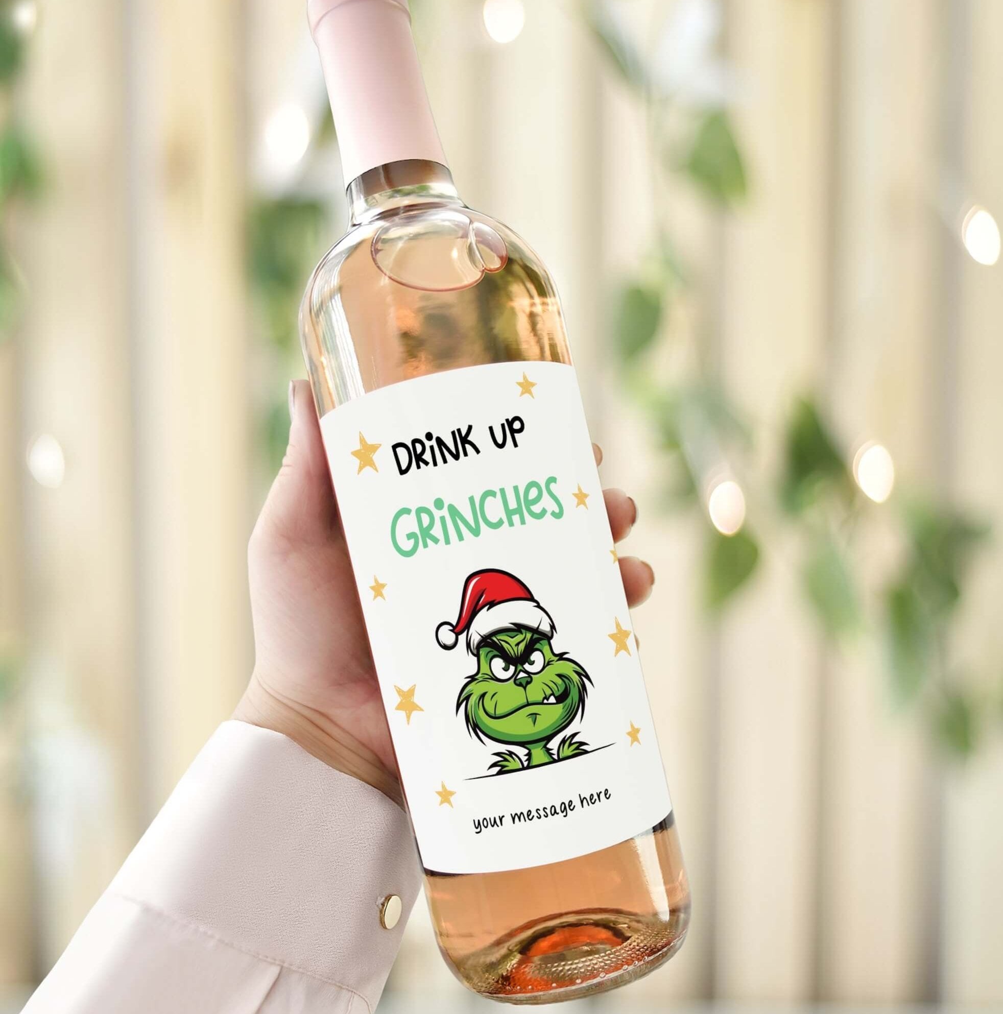 funny christmas wine label drink up grinches