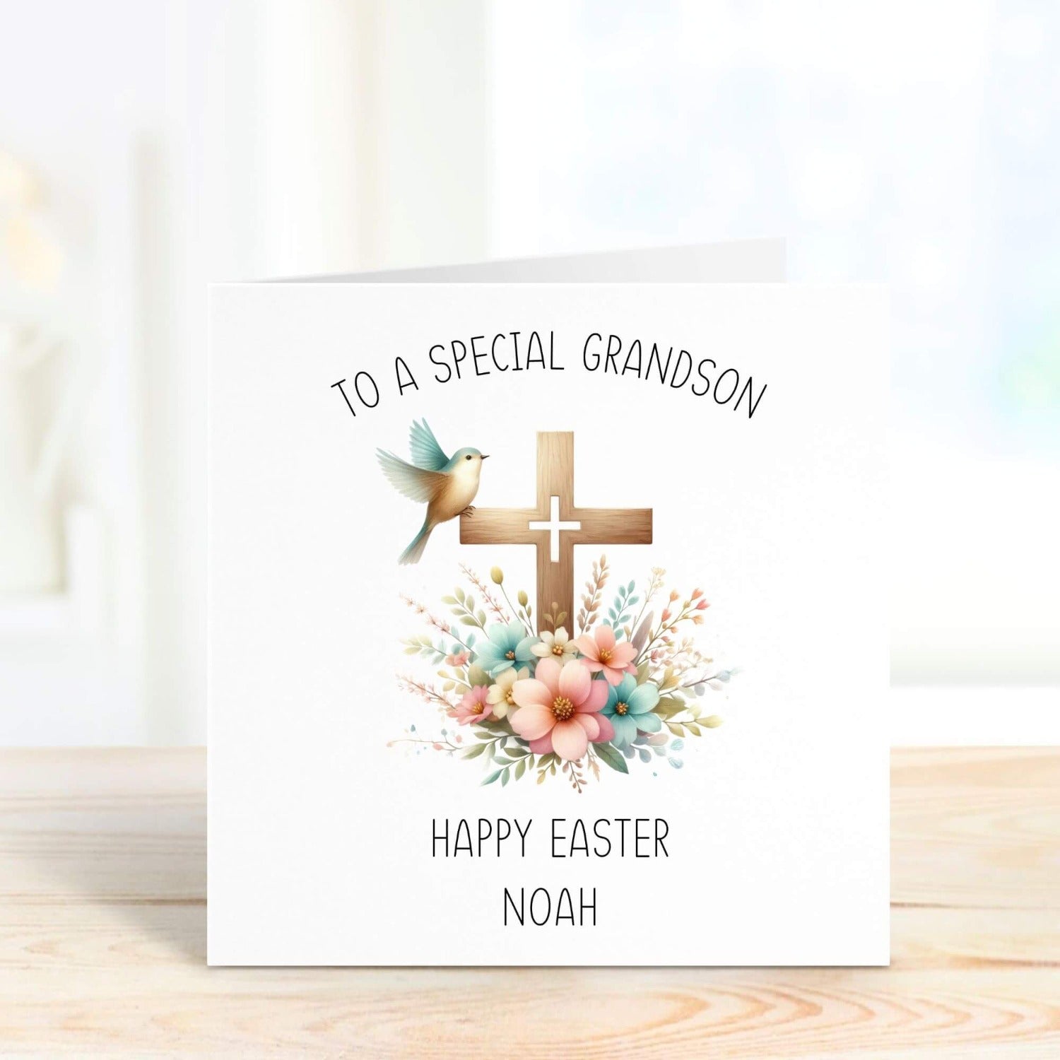 personalised easter greetings religious card for grandson