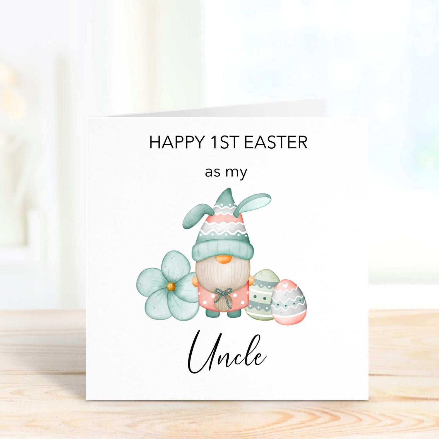 first easter as my uncle card with floral gnome