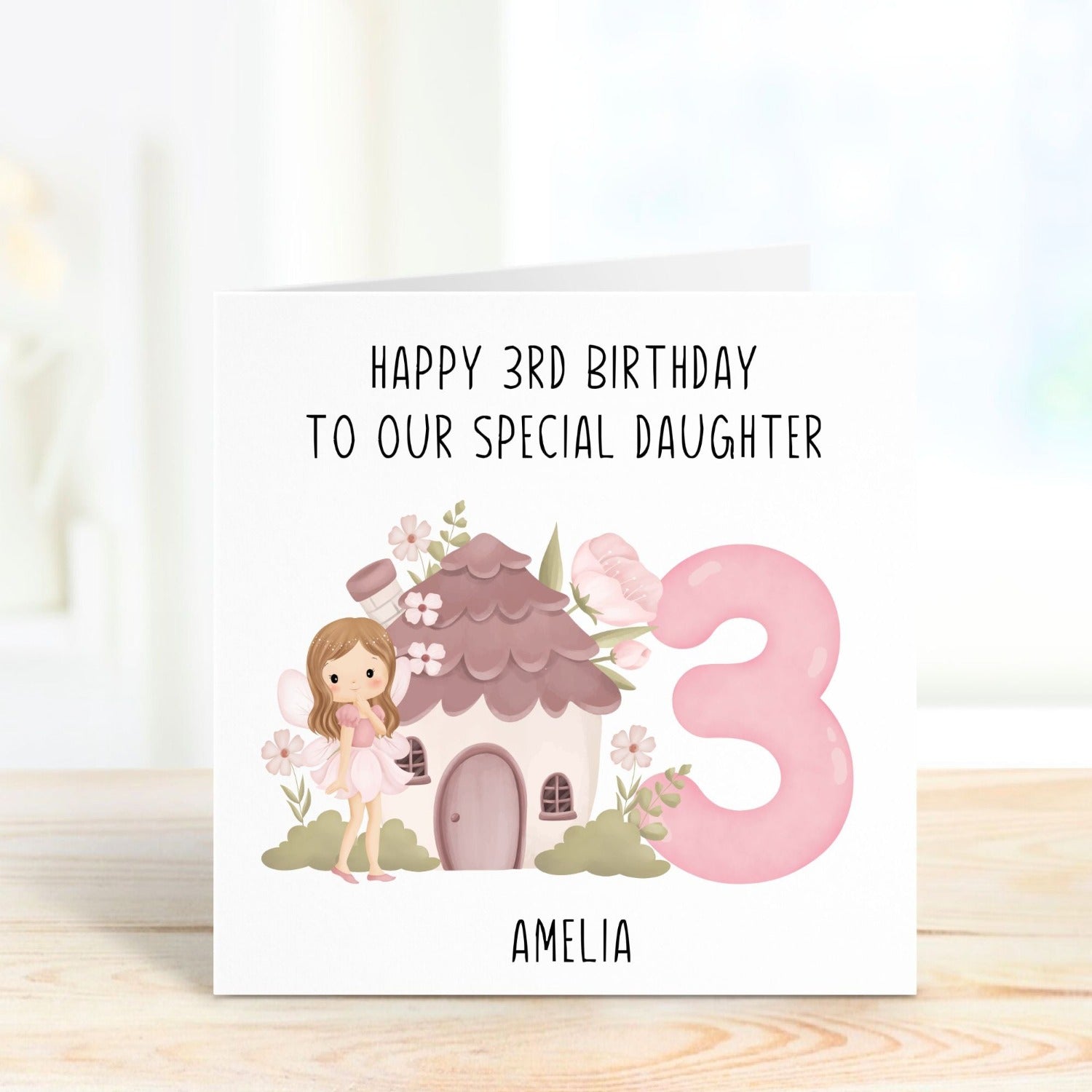 happy 3rd birthday personalised card fairy themed