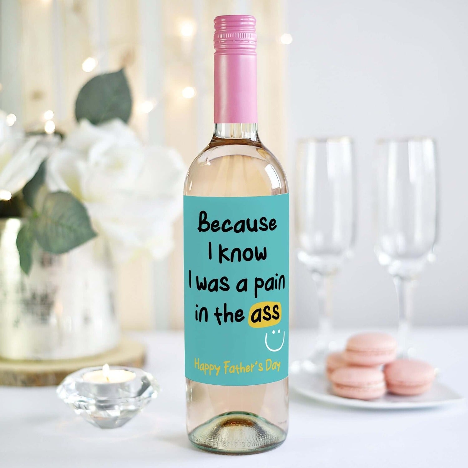 funny father's day gift personalised wine bottle label