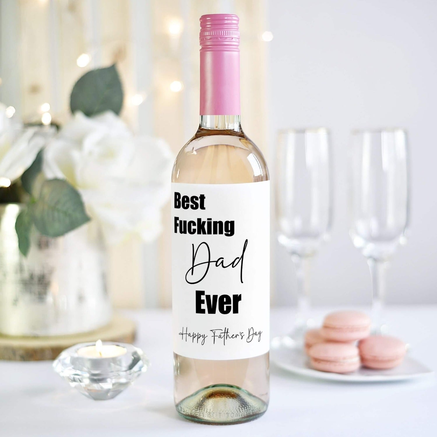 father's day gift wine bottle label - best fucking dad ever