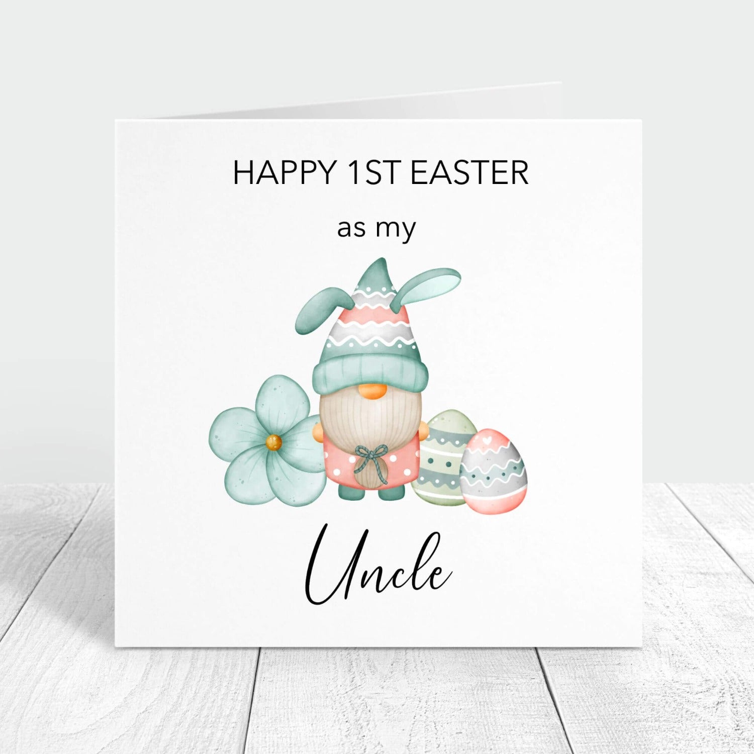 happy 1st easter as my uncke gnome card personalised