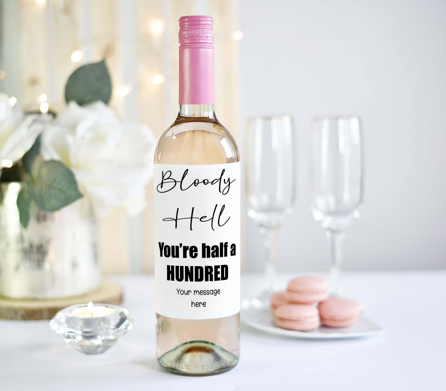 funny 50th birthday gift personalised wine label