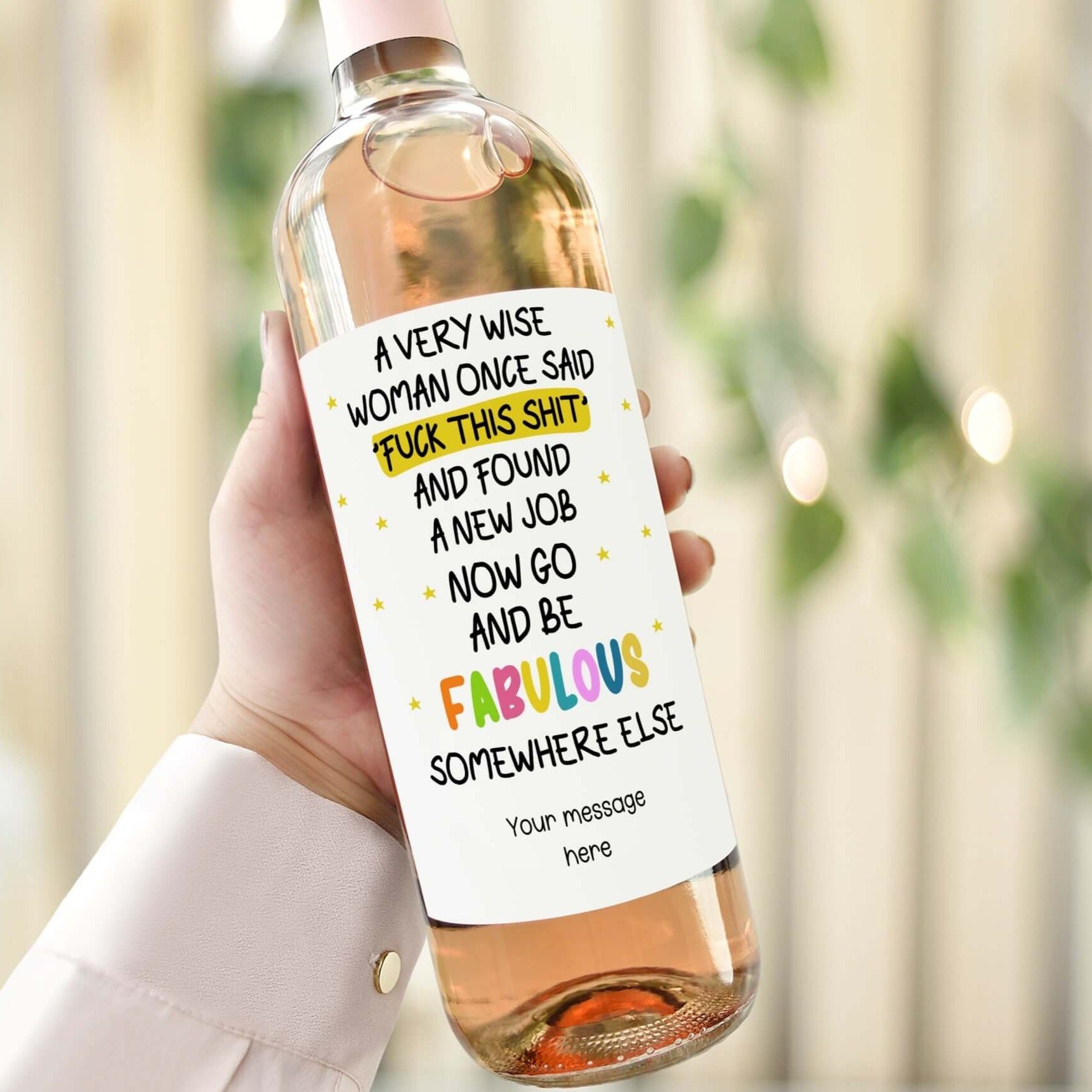 funny new job gift for friend personalised wine bottle label