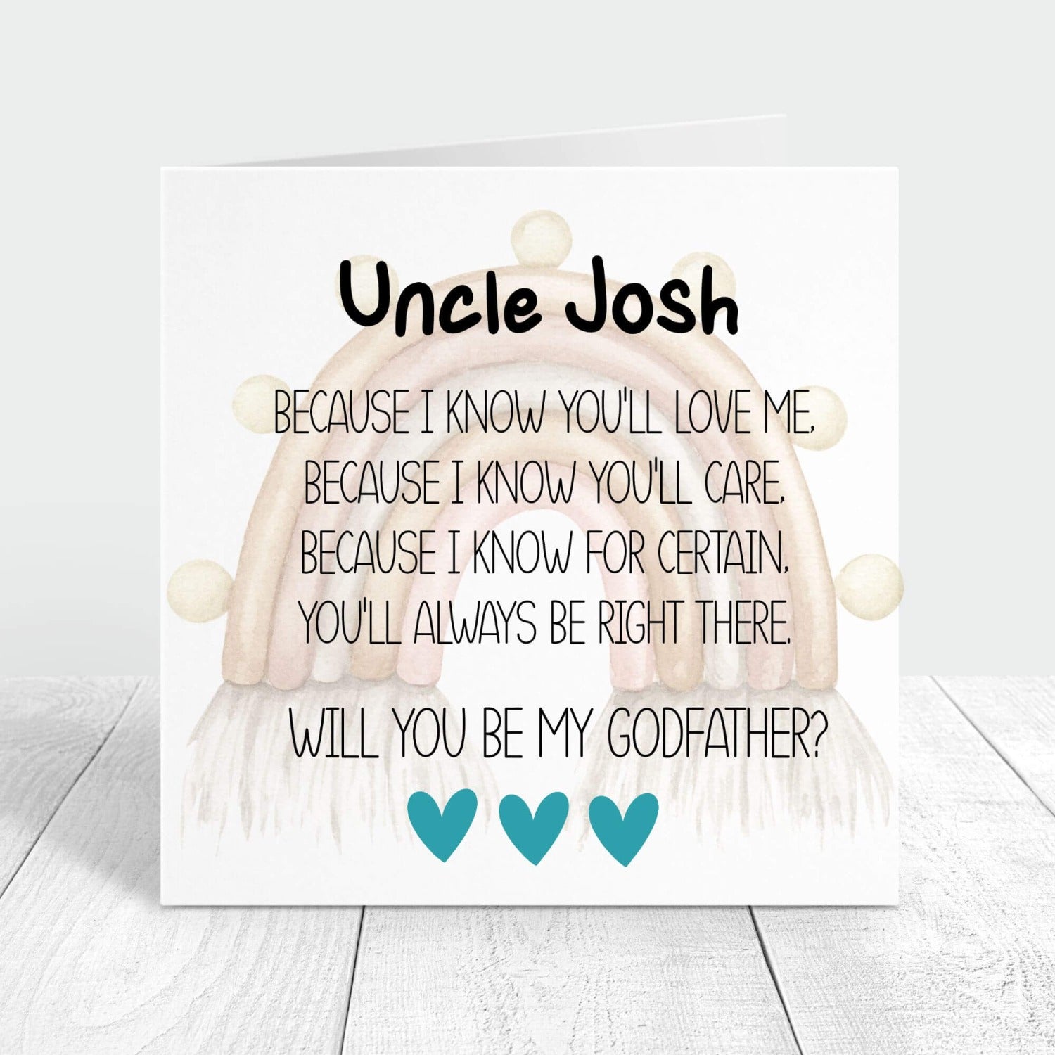 Will you be my godfather personalised card with poem