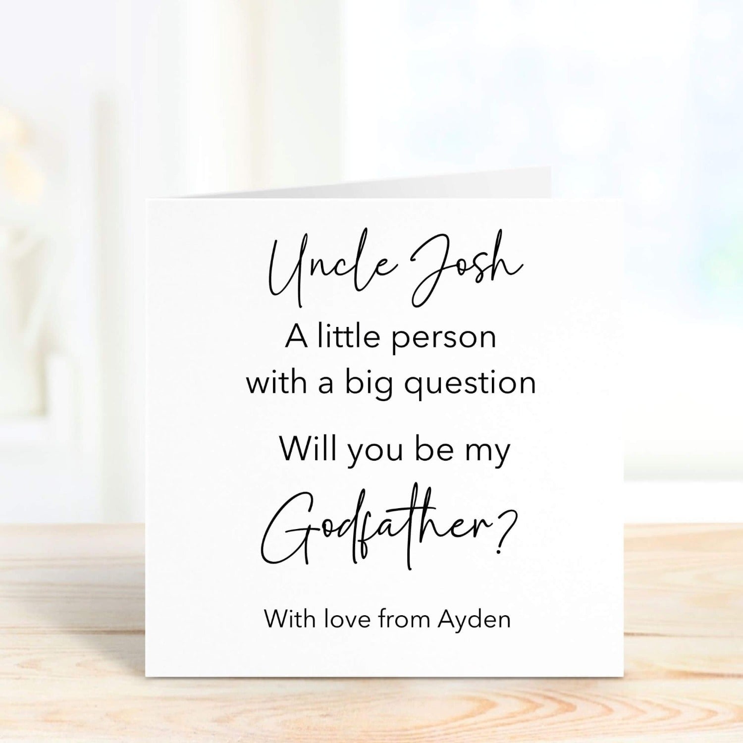 will you be my godfather personalised card