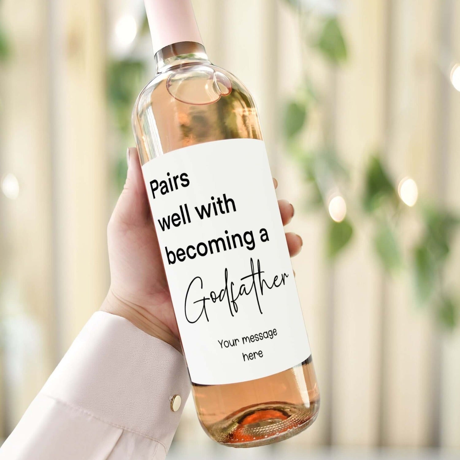 pairs well with becoming a godfather personalised wine label