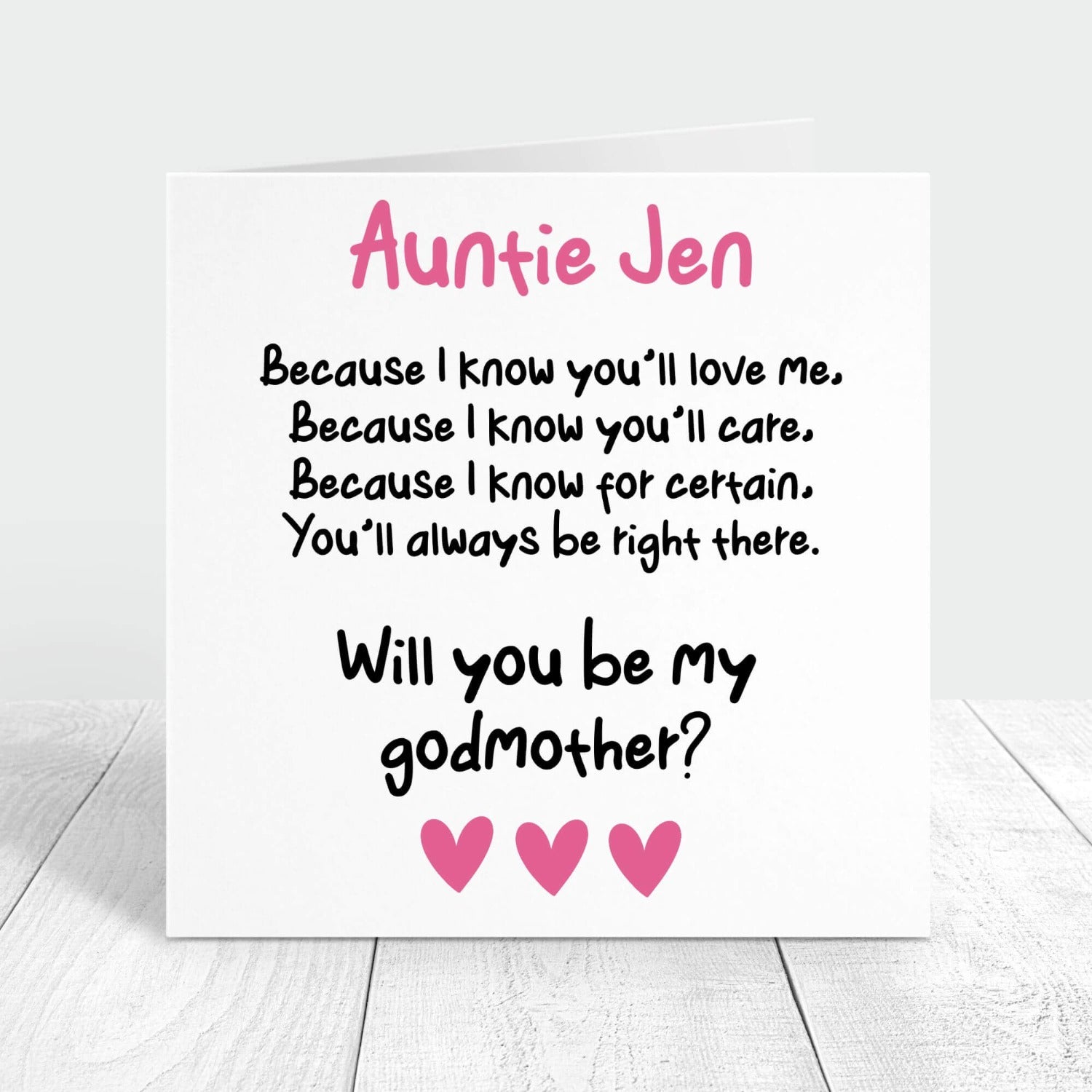 will you be my godmother personalised card