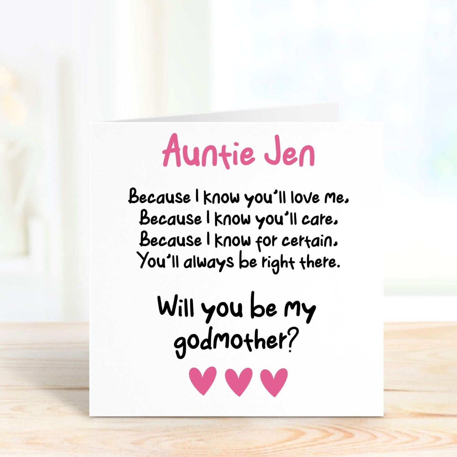 godmother proposal card with poem
