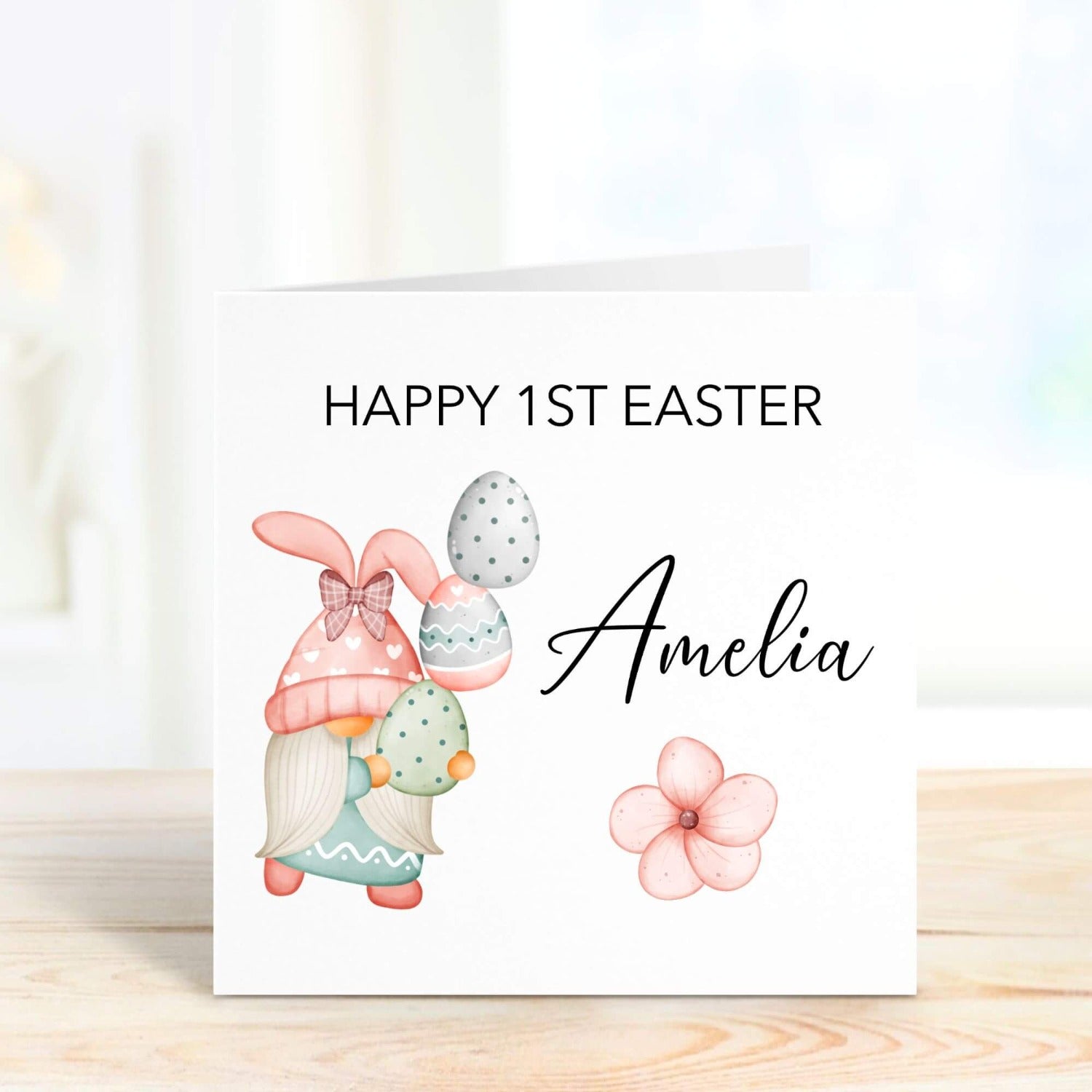 easter gonk personalised card for baby girl