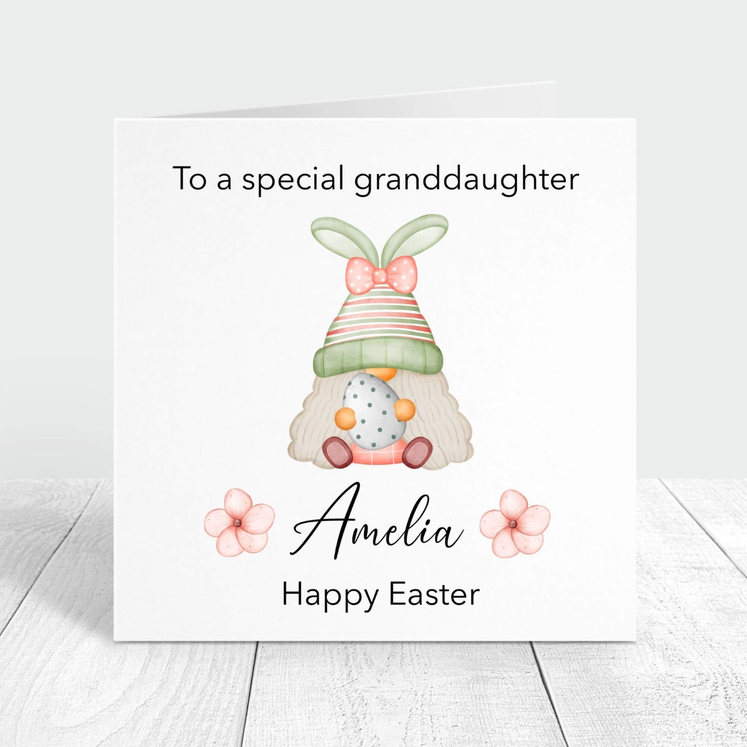 easter gonk personalised card for granddaughter