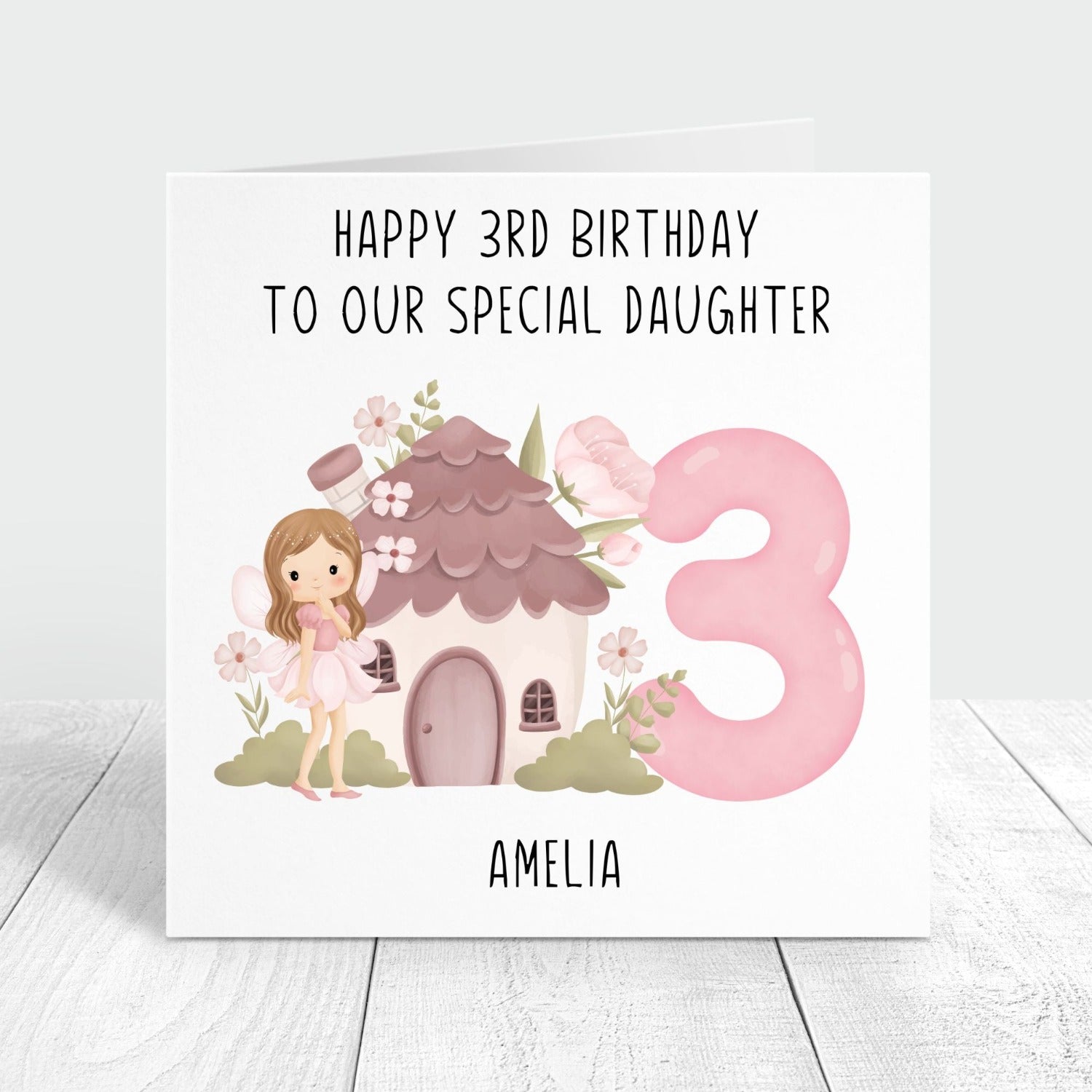 happy 3rd birthday card for daughter personalised