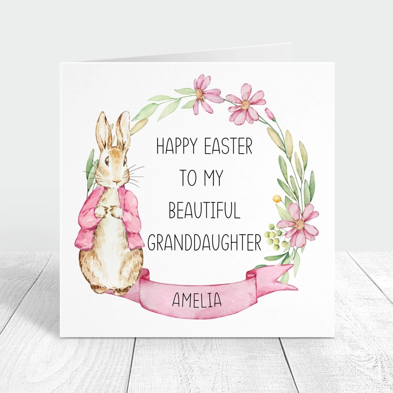 peter rabbit card with the words happy easter to my beautiful granddaughter