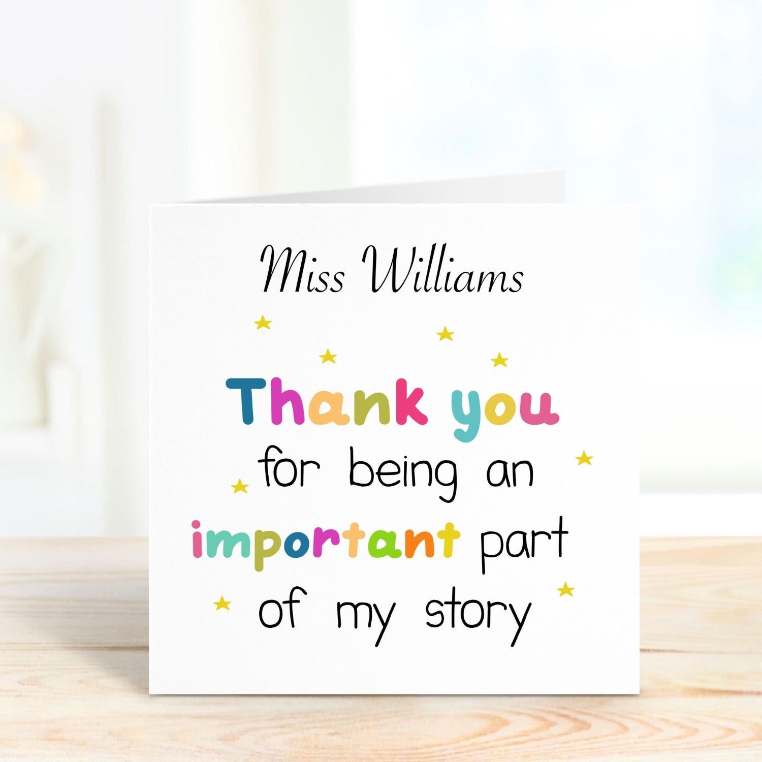 thank you card for teacher personalised