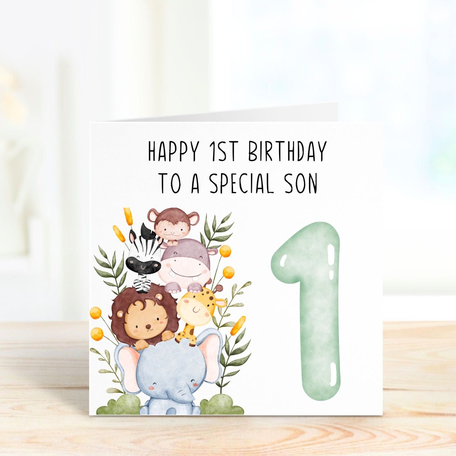 safari themed personalised card 1st birthday