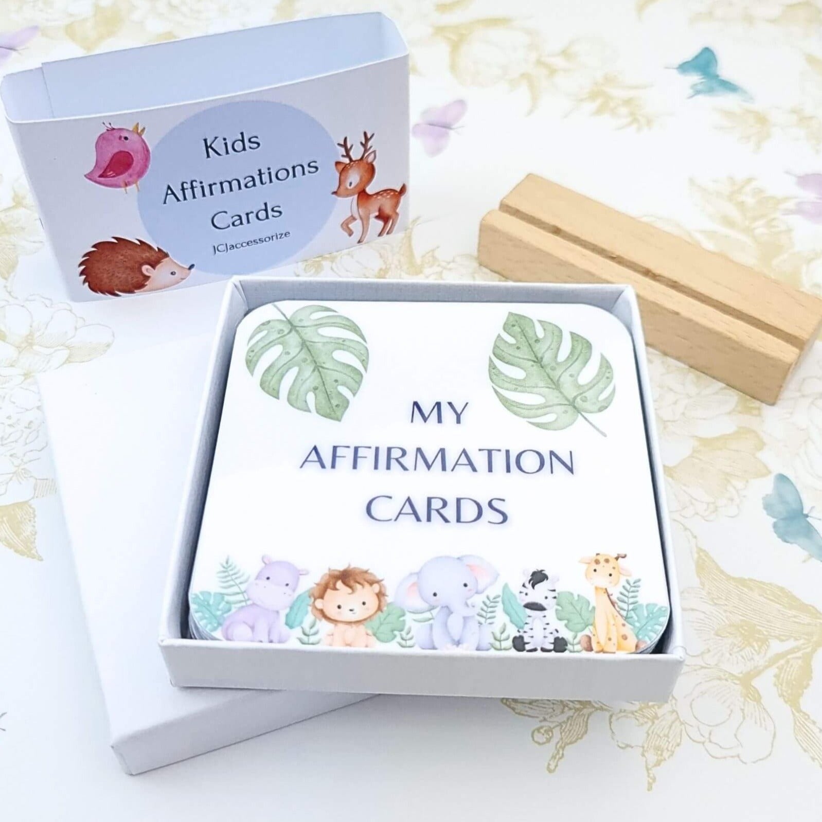 affirmation cards for kids with gift box and card holder