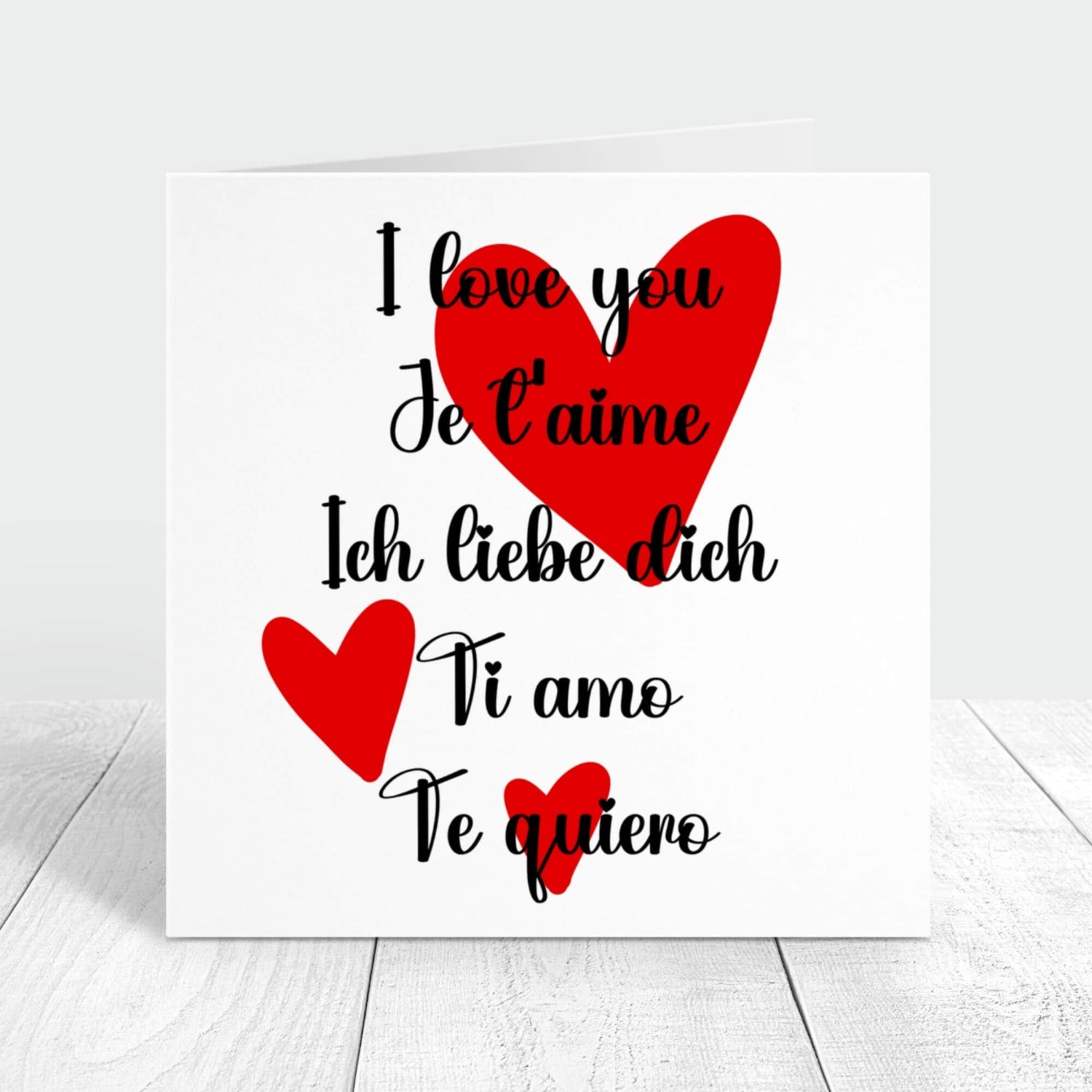 love you in different languages personalised card