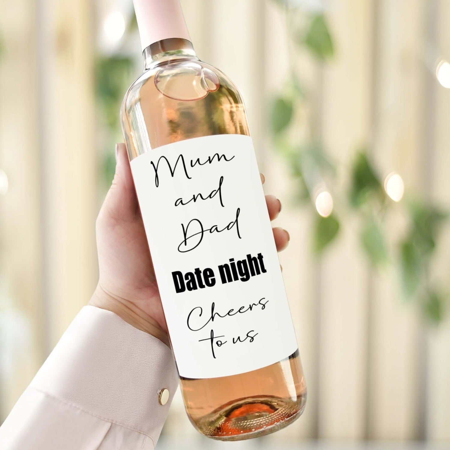 mum and dad date night cheers to us - personalised wine label