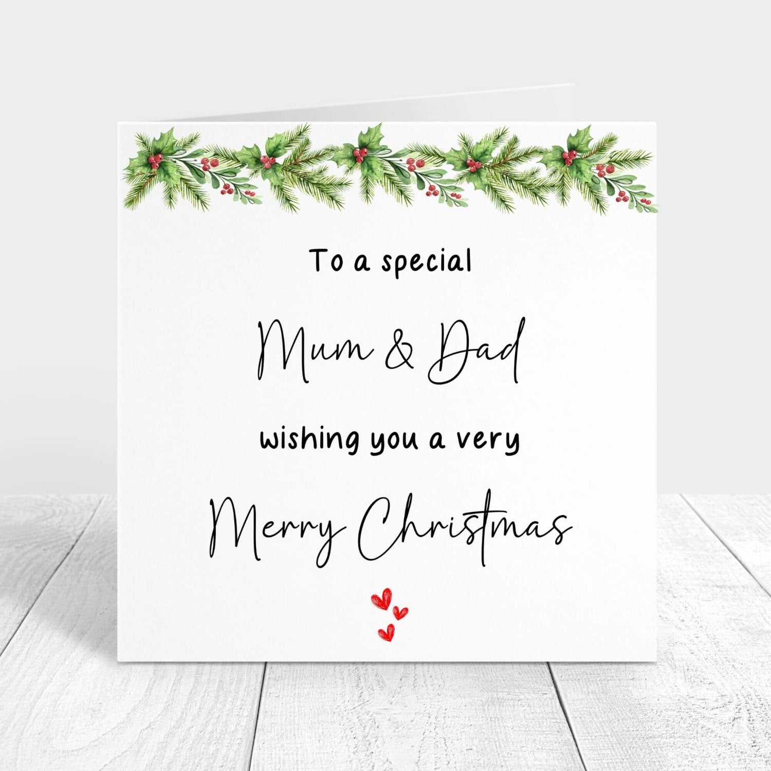 personalised mum and dad christmas card