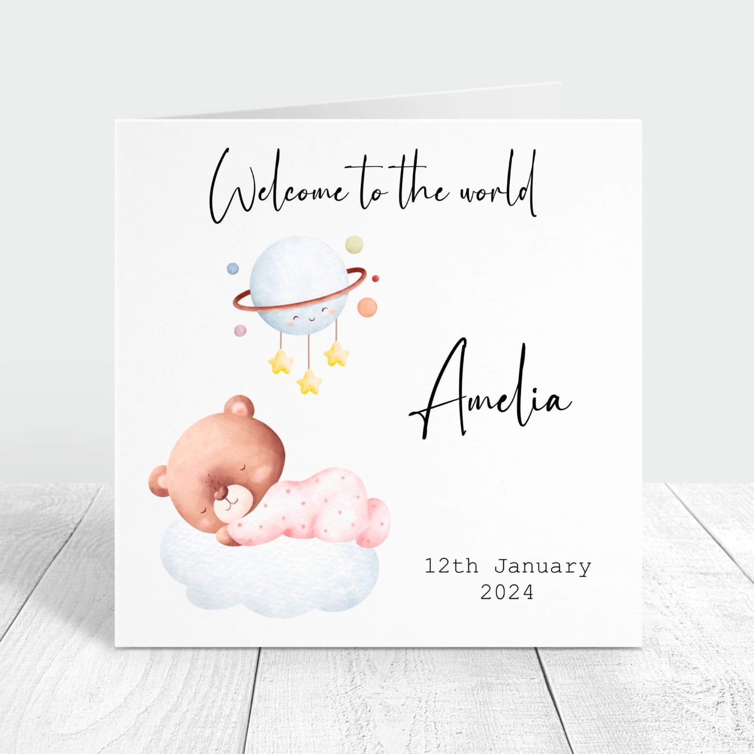 welcome to the world personalised card