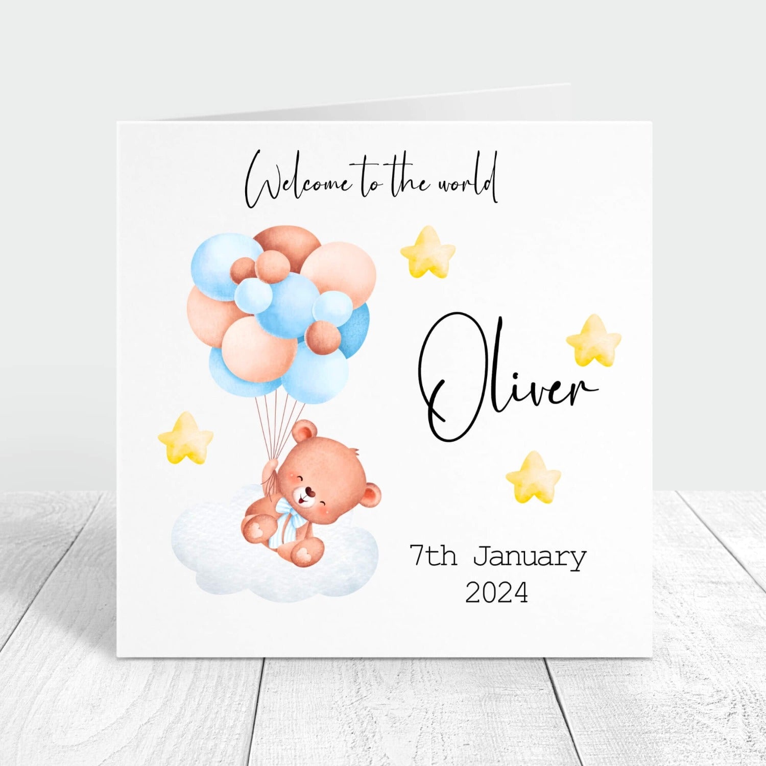 welcome to the world baby boy personalised card
