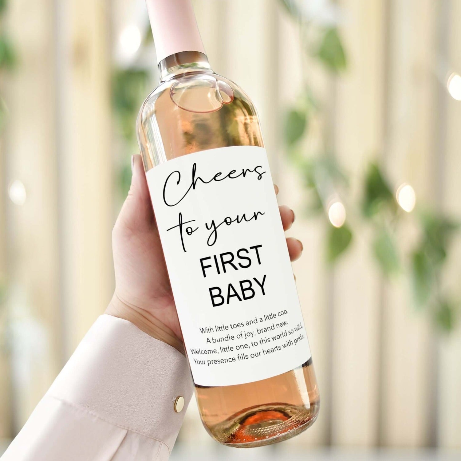 cheers to your new baby wine bottle label gift