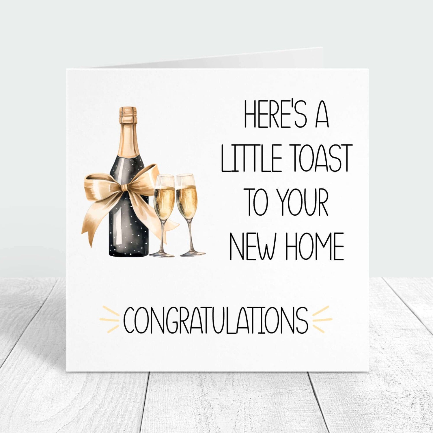 here's a little toast to your new home personalised card
