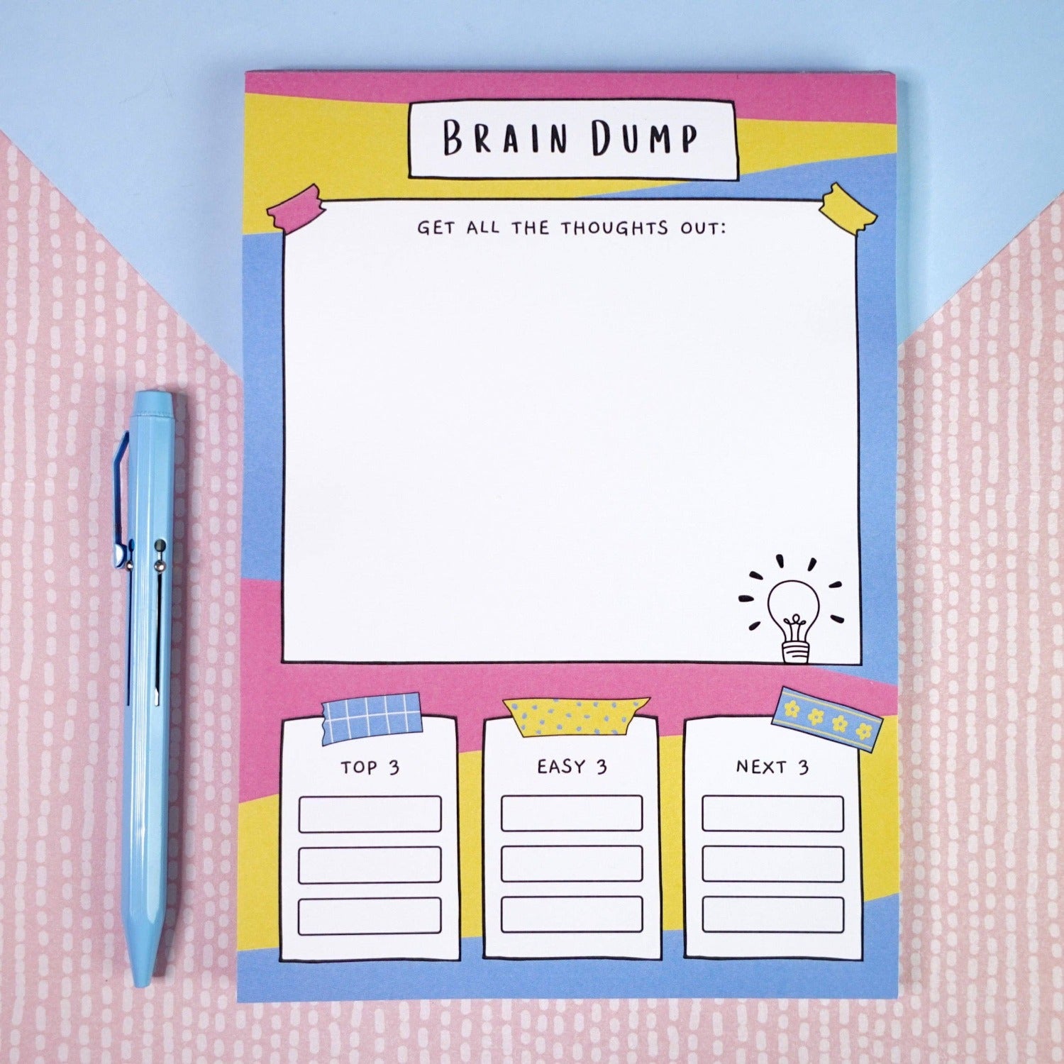 brain dump A5 notepad colourful