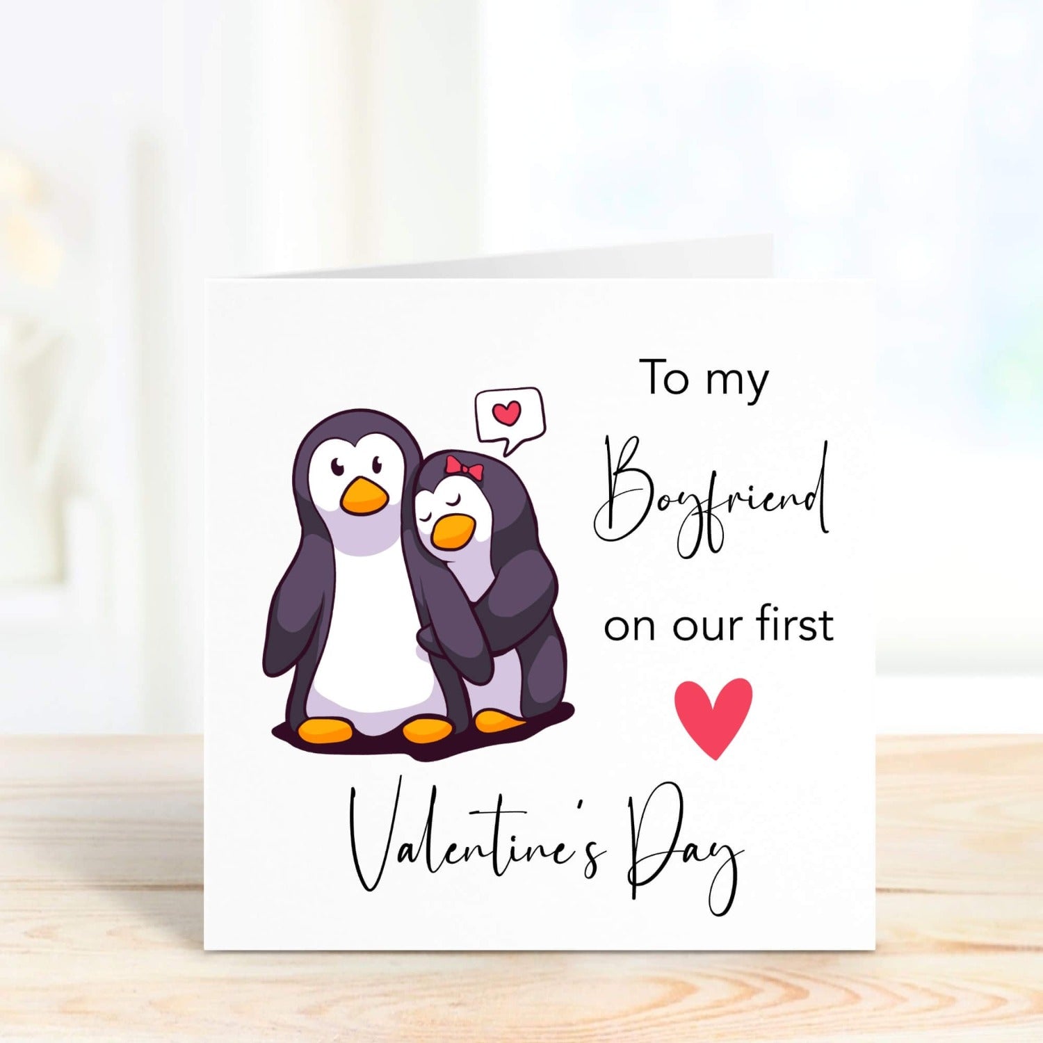 penguin couple personalised card