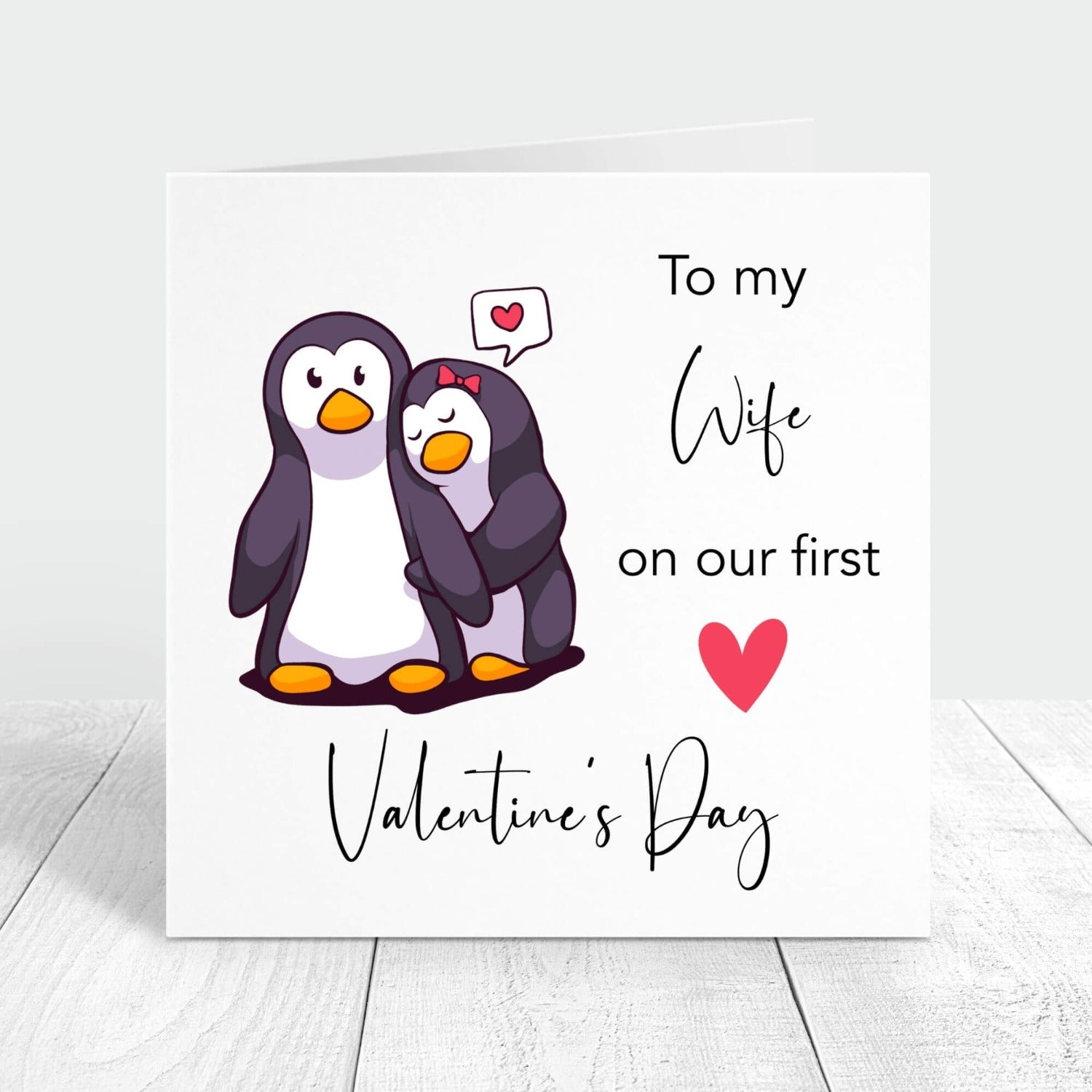 penguin couple card our first valentine together to my wife