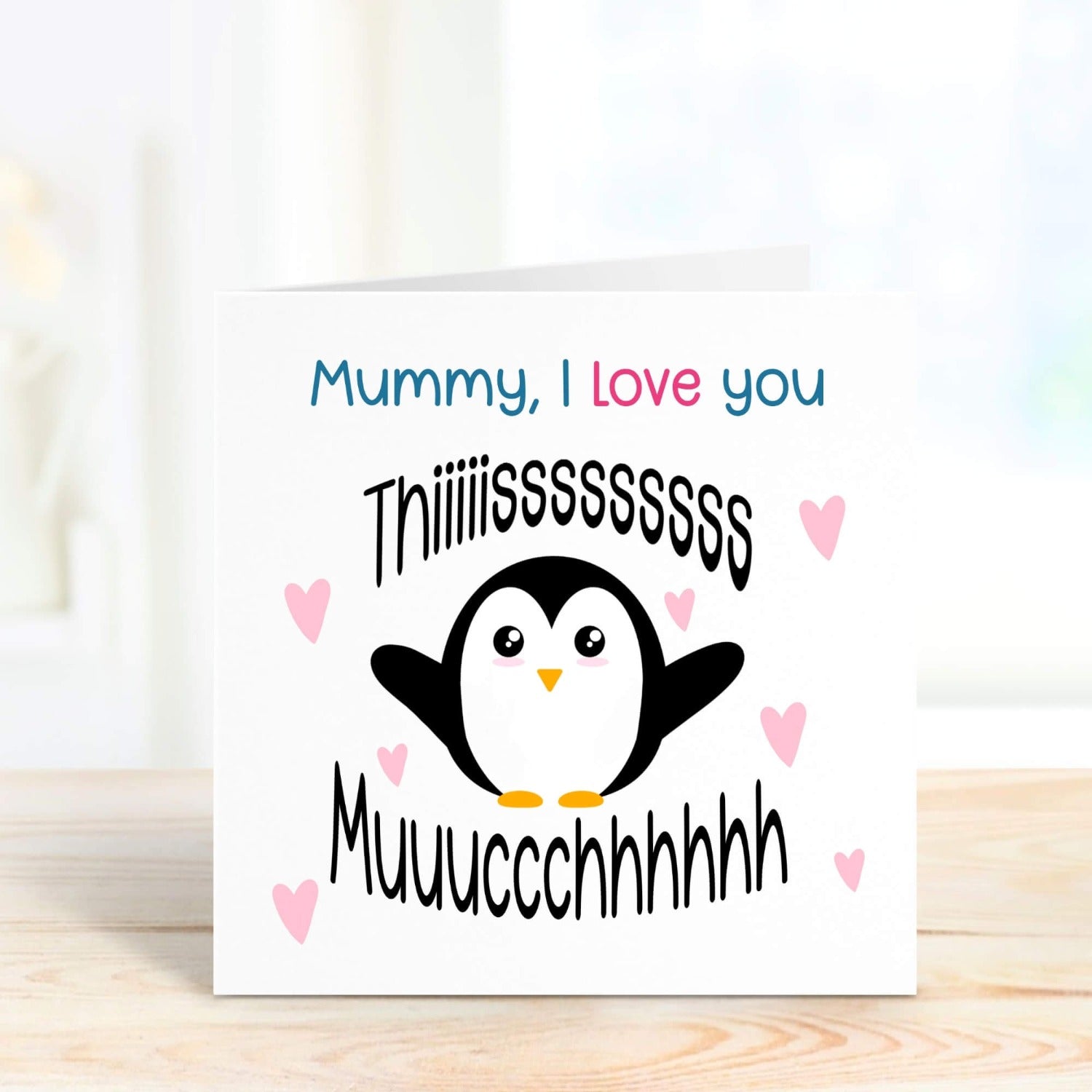 personalised penguin birthday card for mum